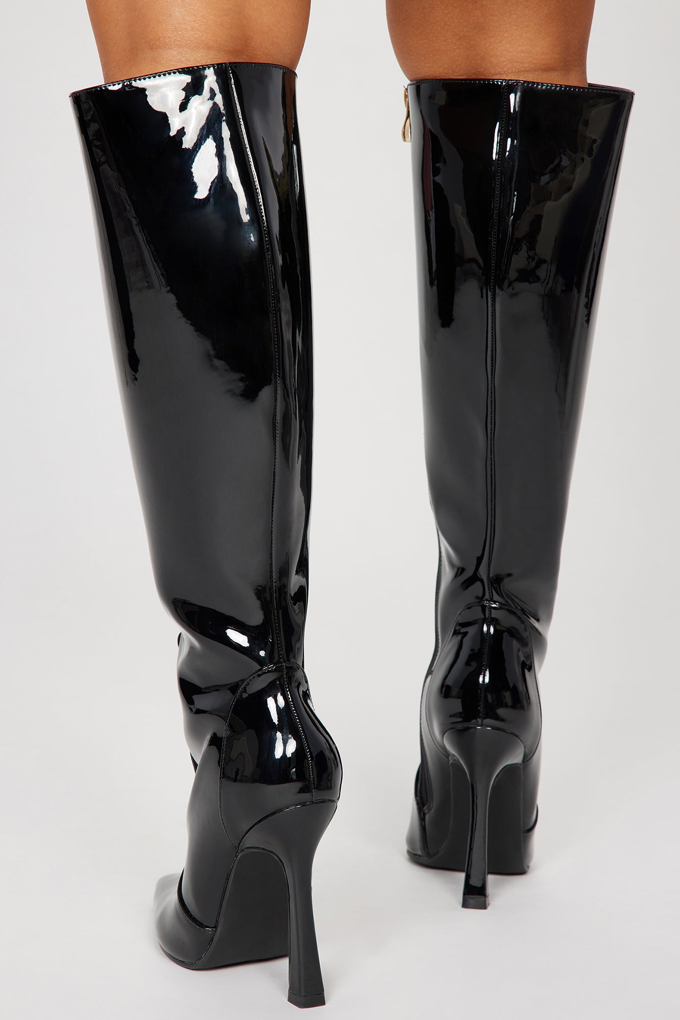Big City Girl Knee High Heeled Boots - Black - Image 4