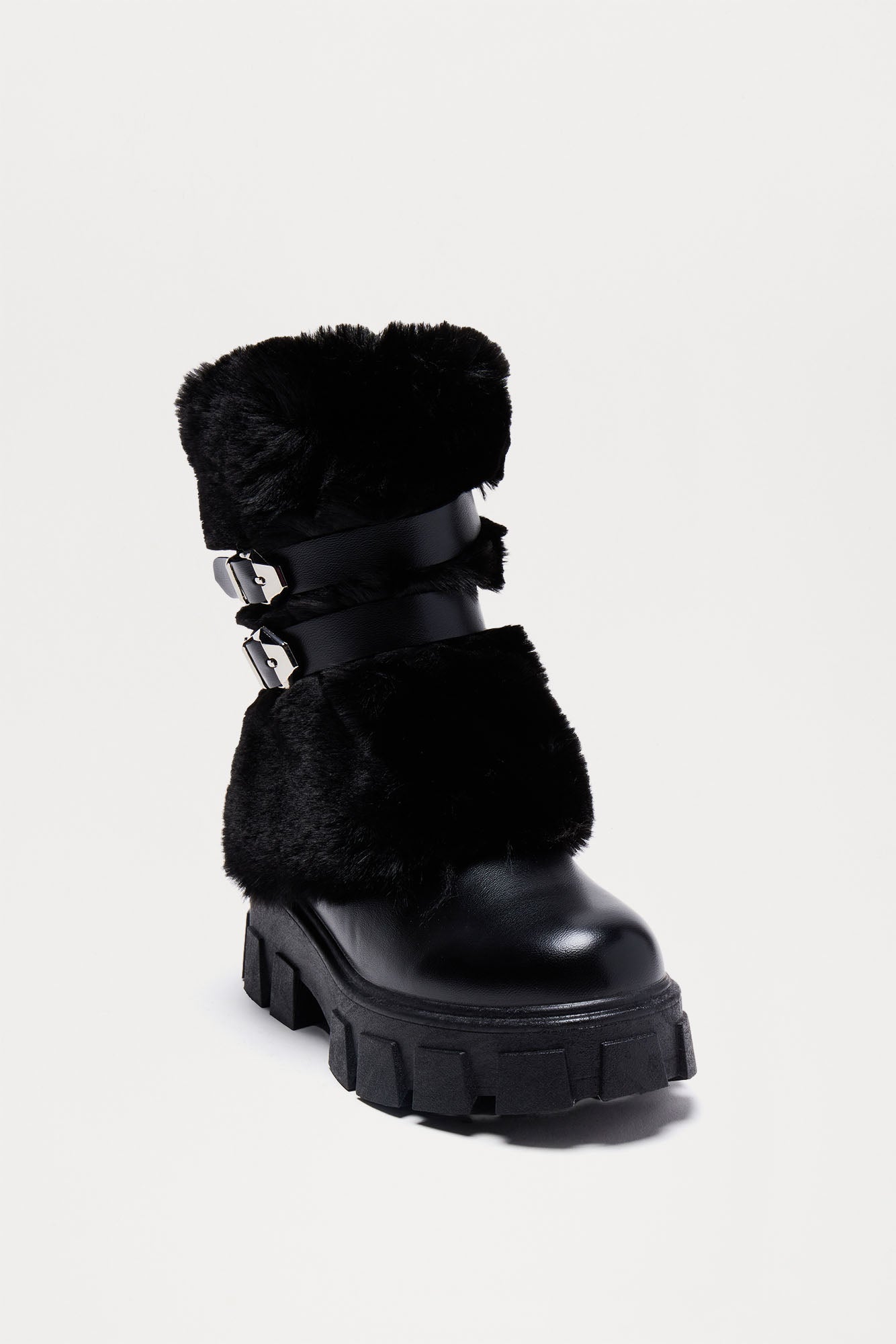 Snowy Faux Fur Boots - Black - Image 3