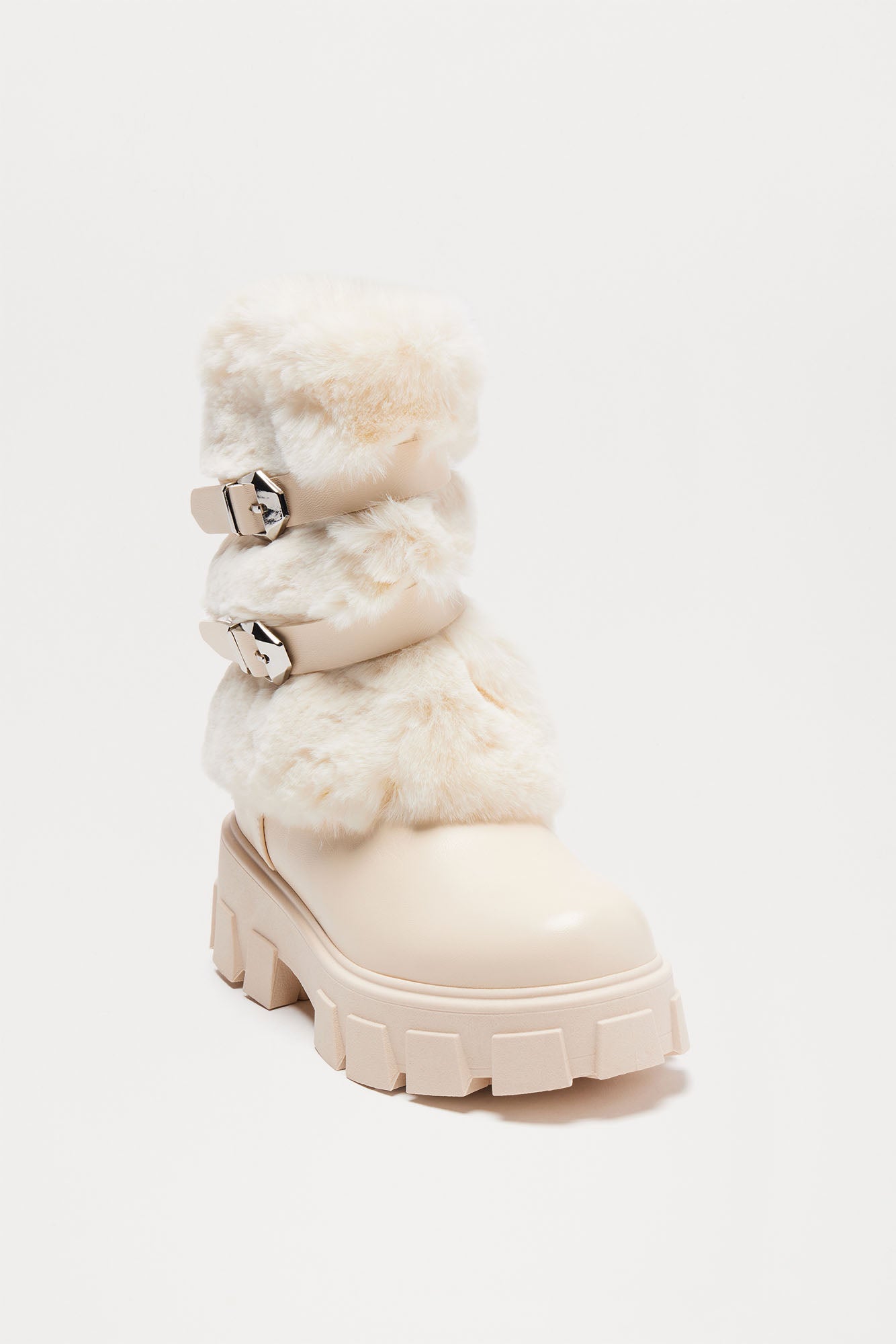 Snowy Faux Fur Boots - Beige - Image 3