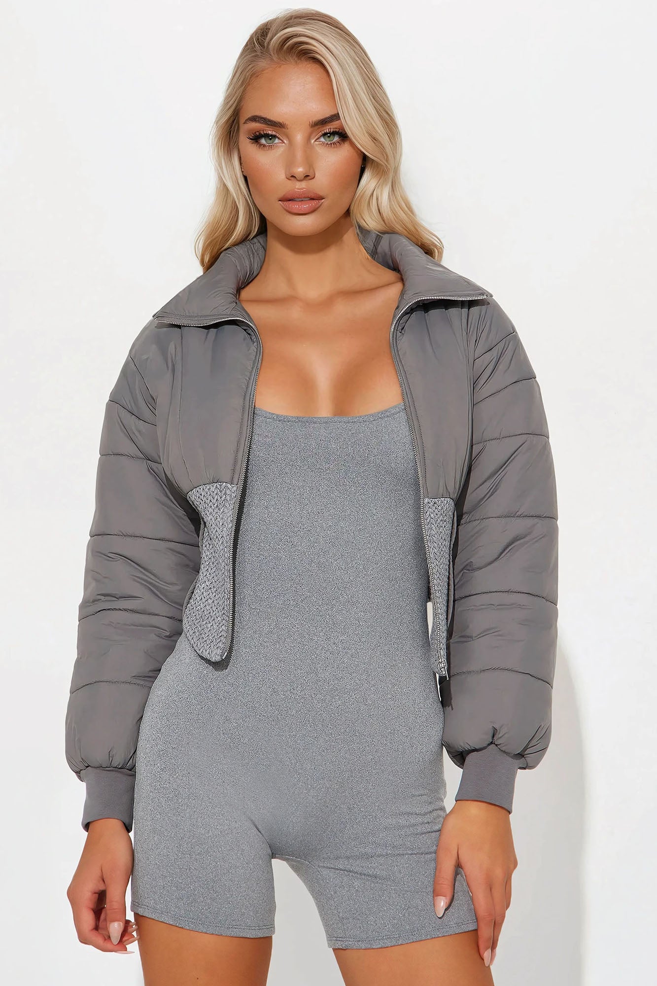 Miss Thing Puffer Coat - Charcoal - Image 3