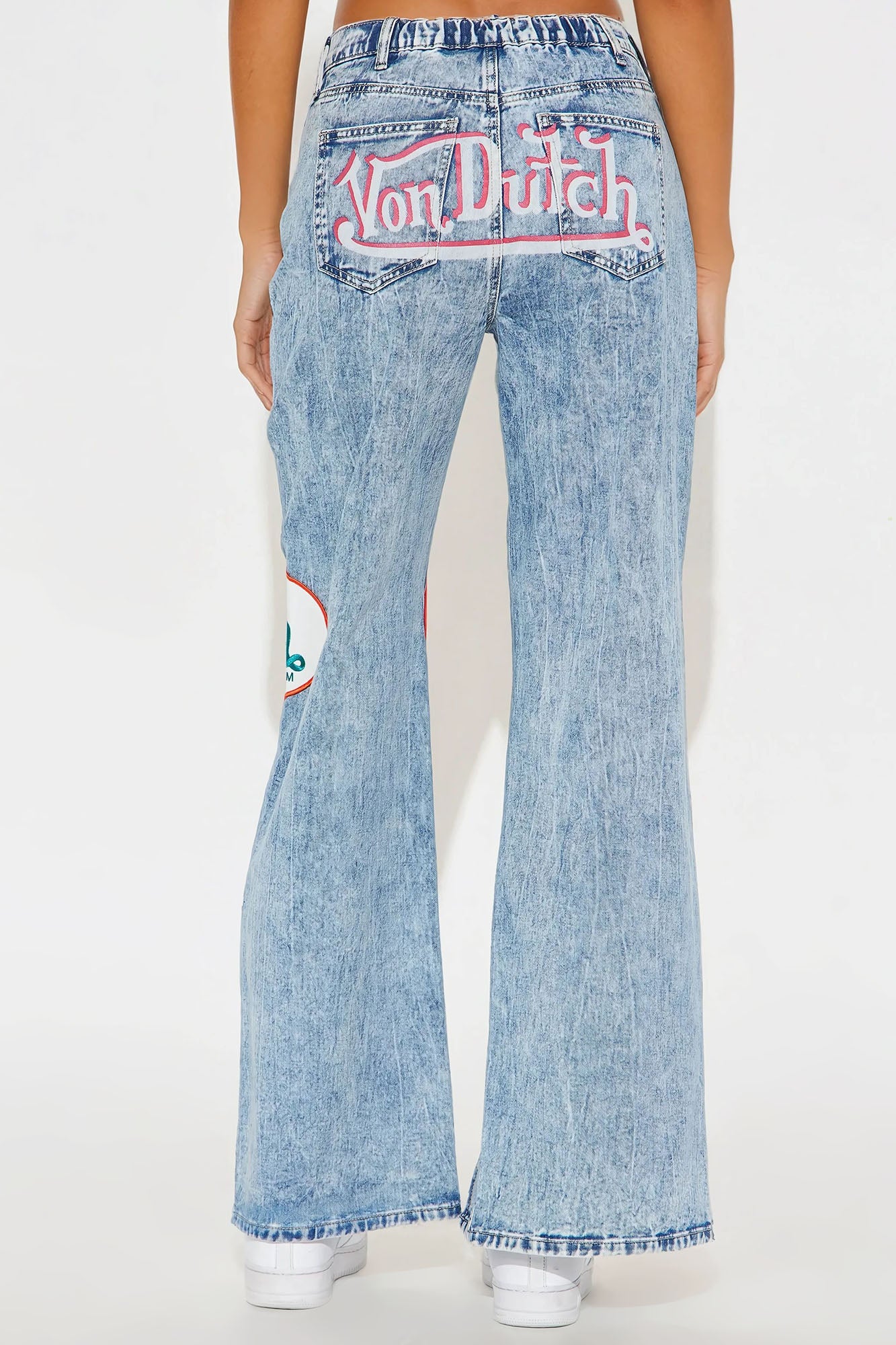 Von Dutch Tie Front Wide Leg Jeans - Light Wash - Image 3