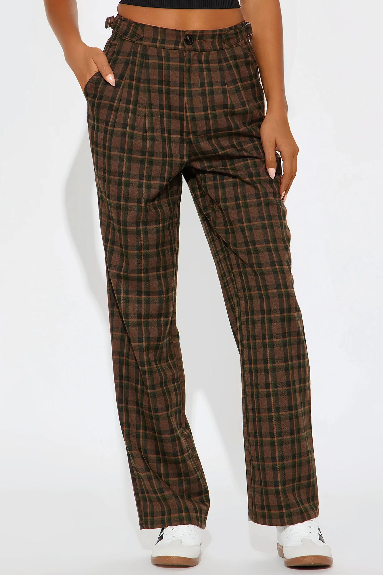 Amy Plaid Wide Leg Trouser - Green/combo - Image 3