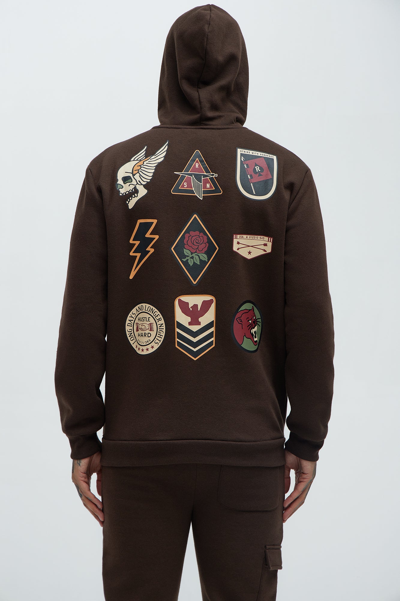 Valor Patches Hoodie - Brown - Image 3