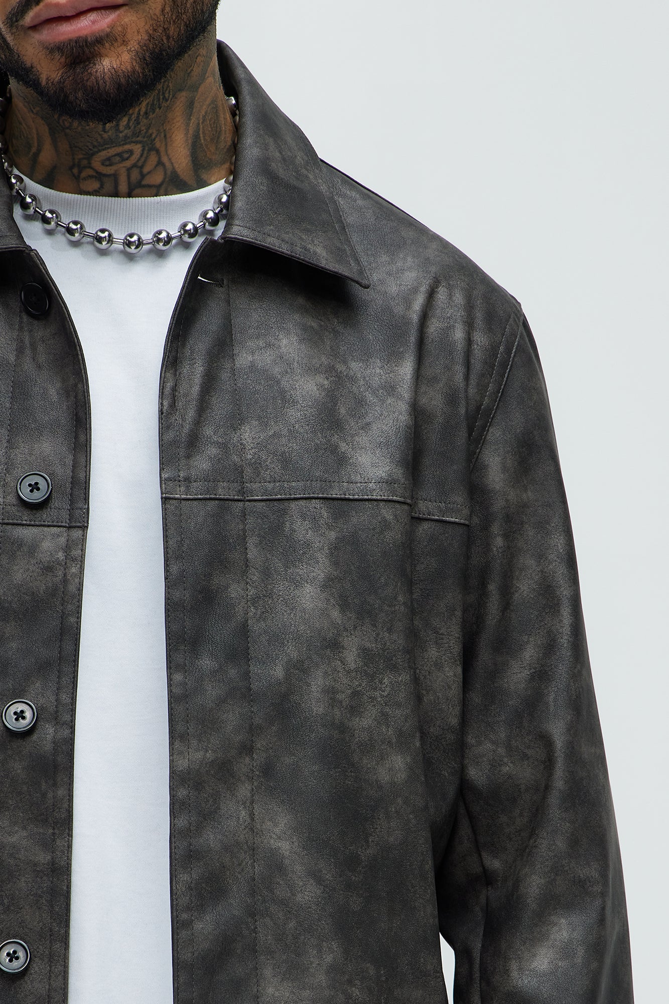 Wanna Go Back Faux Leather Jacket - Black - Image 3