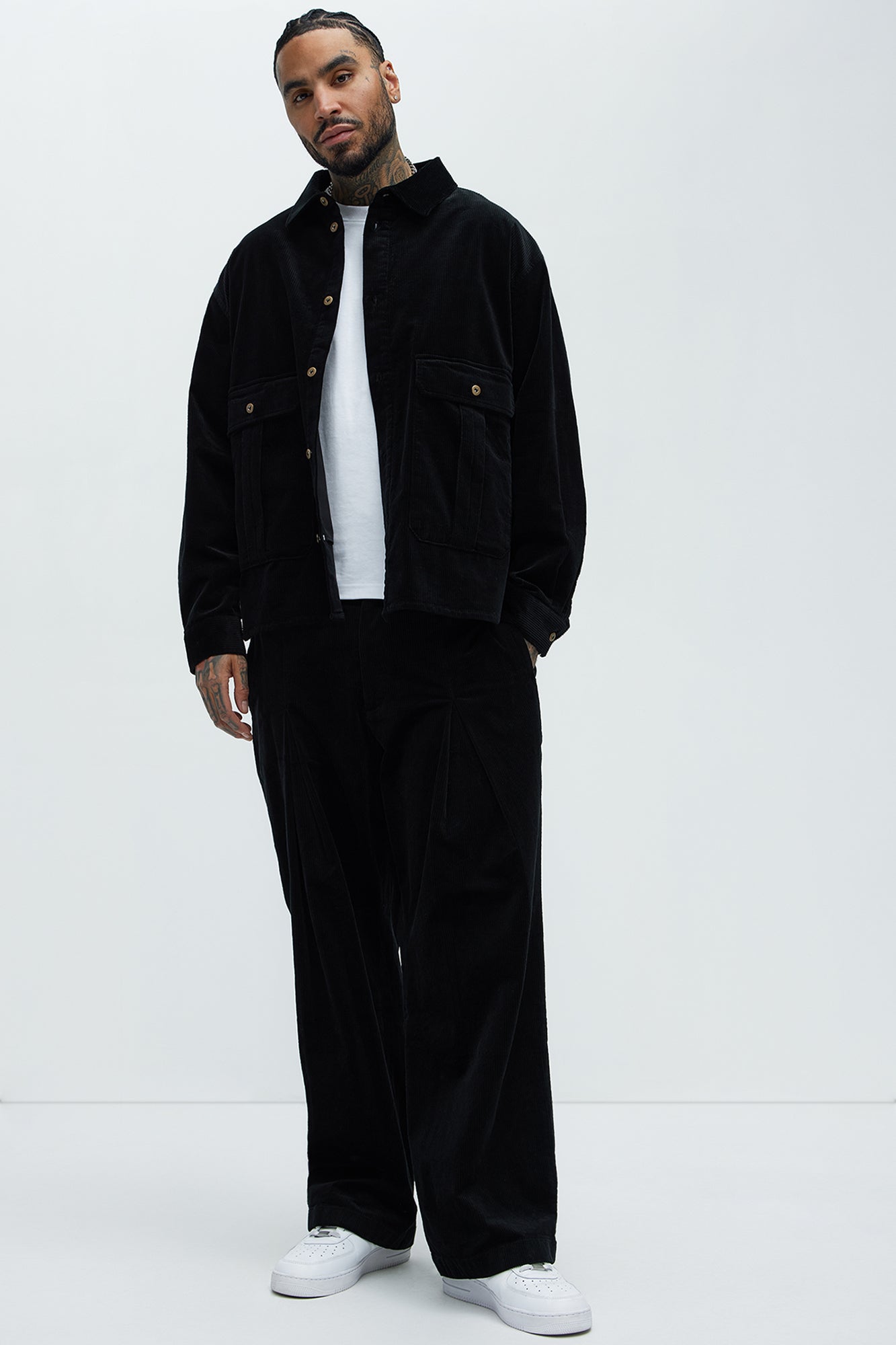 Anderson Pleated Corduroy Pants - Black - Image 3