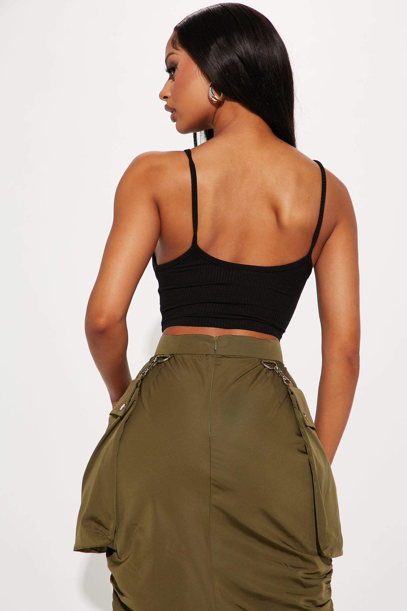 Ellie V Neck Cami Top - Black - Image 3