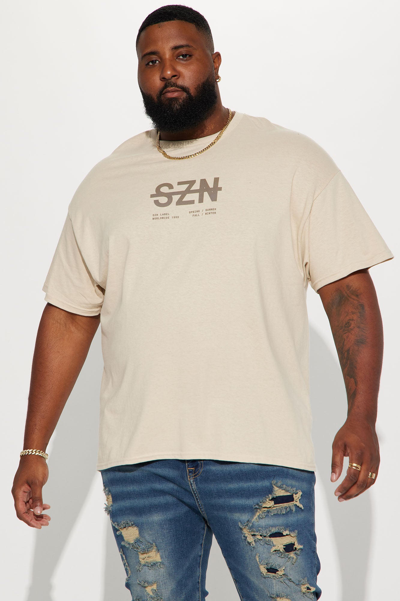 SZN Label Short Sleeve Tee - Khaki - Image 4