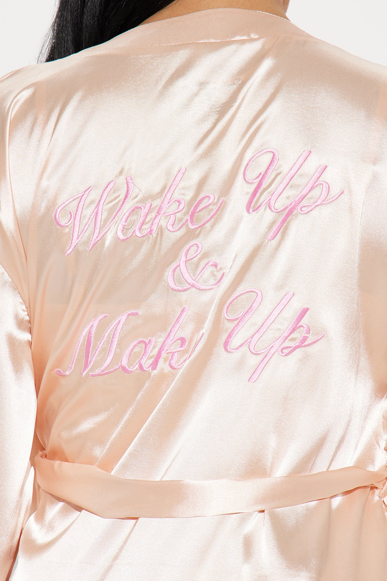 Wake Up And Make Up Satin PJ Robe Set - Gold - Image 4