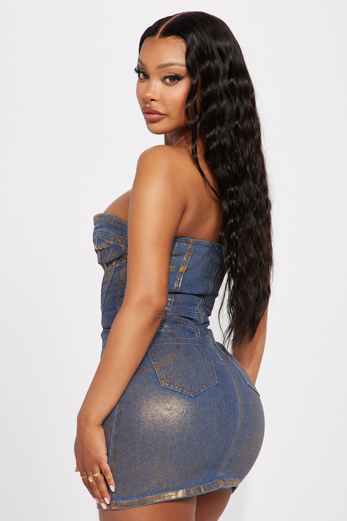 Diana Denim Mini Dress - Blue/combo - Image 3