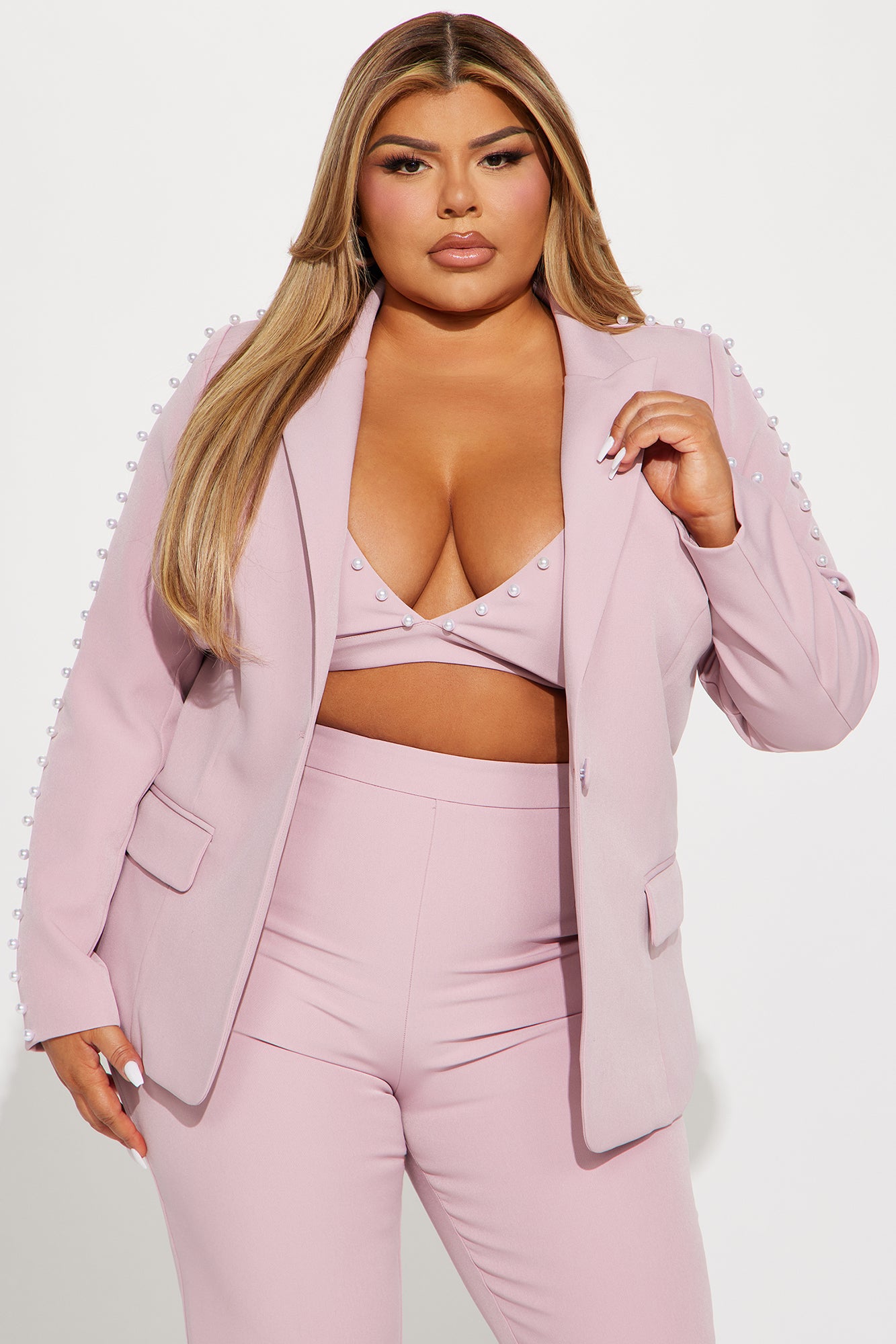 Pamela Pearl 3 Piece Blazer Pant Set - Blush - Image 7
