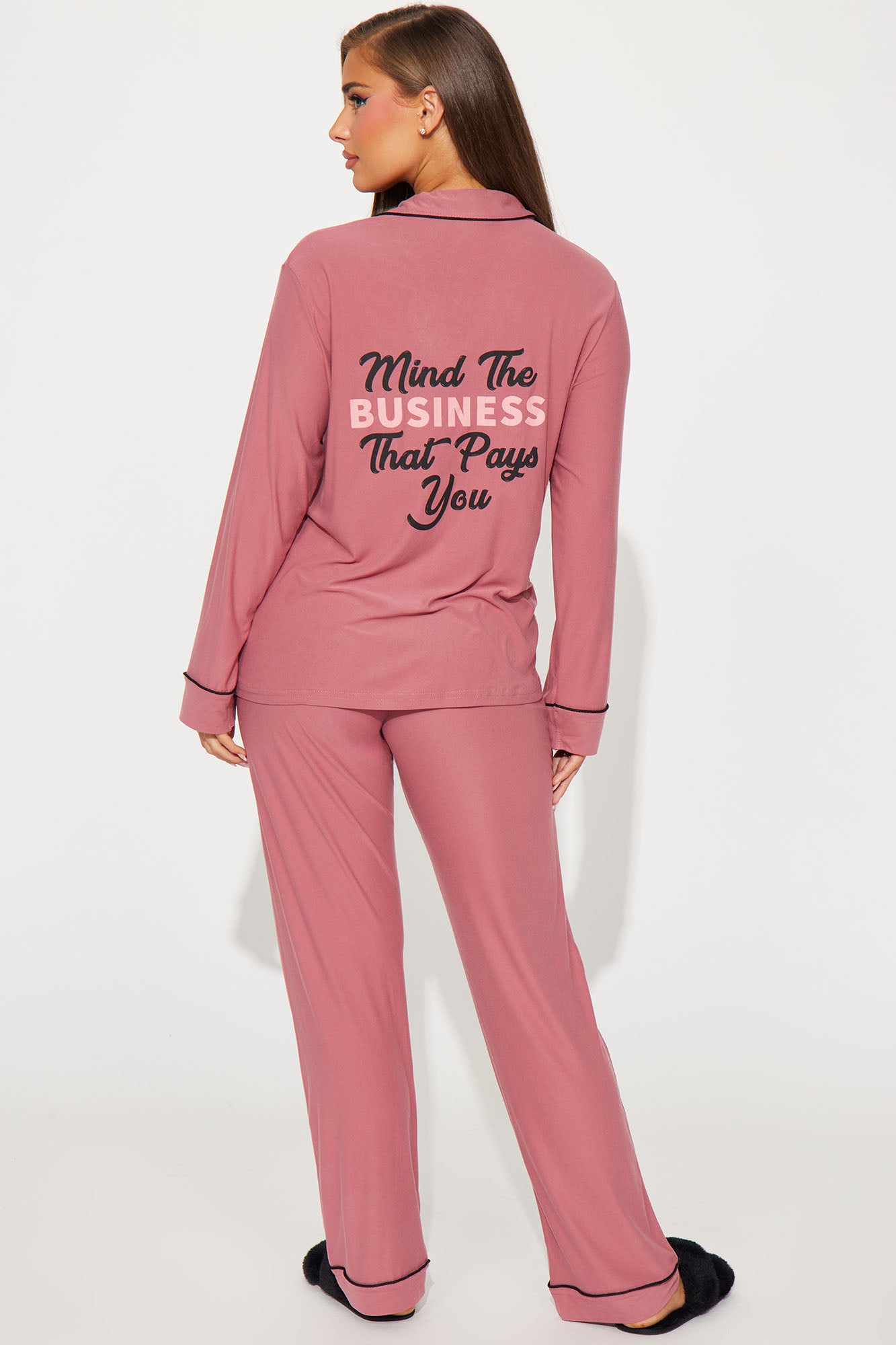 Mind Your Business PJ Pant Set - Rose - Image 3