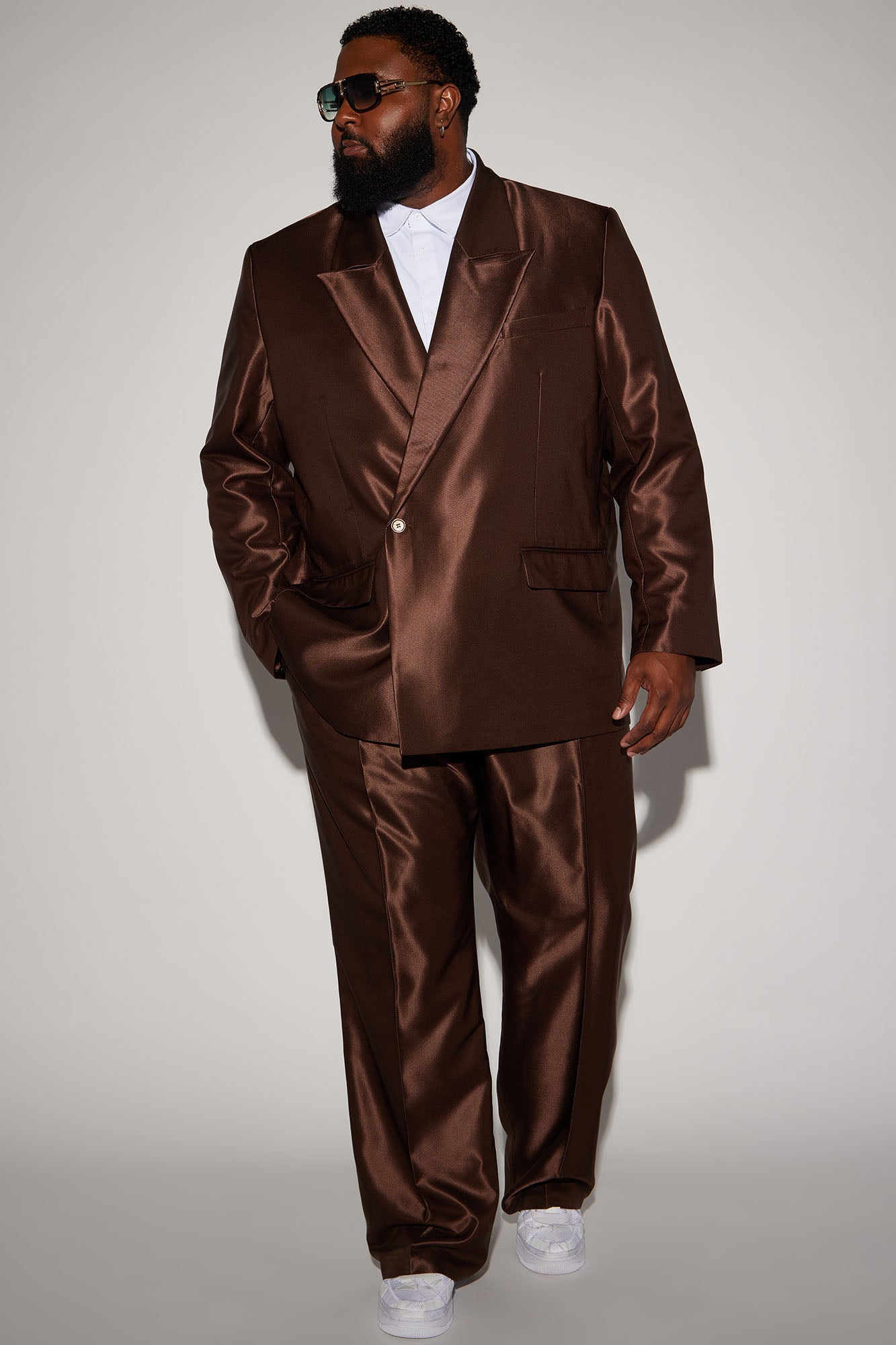 Call On Me Boxy Double Breasted Suit Jacket - Dark Brown - Image 5