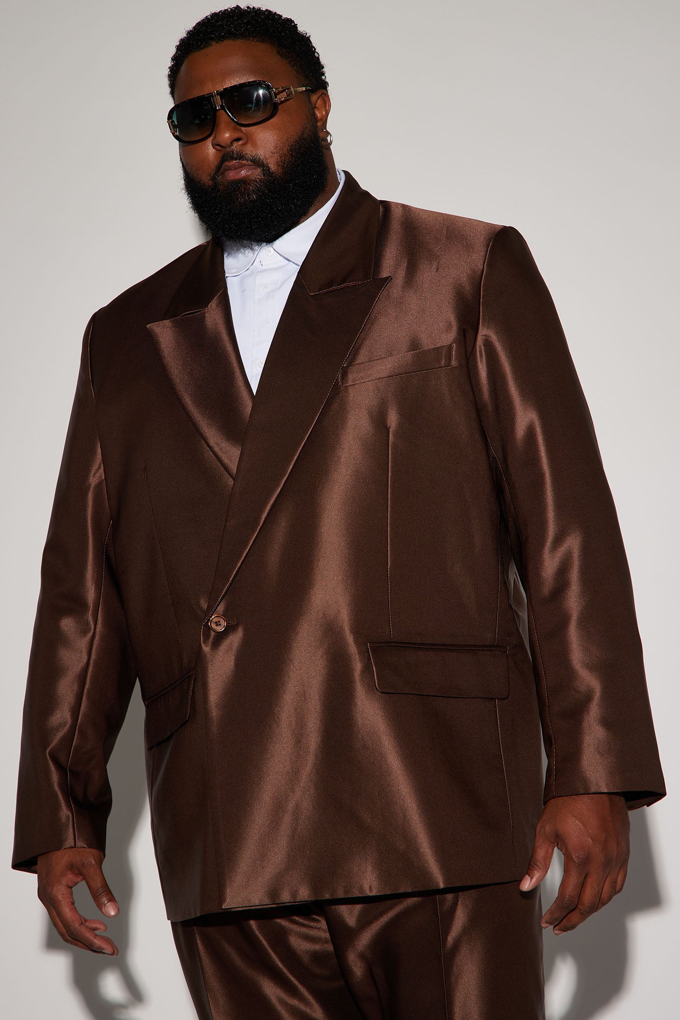 Call On Me Boxy Double Breasted Suit Jacket - Dark Brown - Image 4