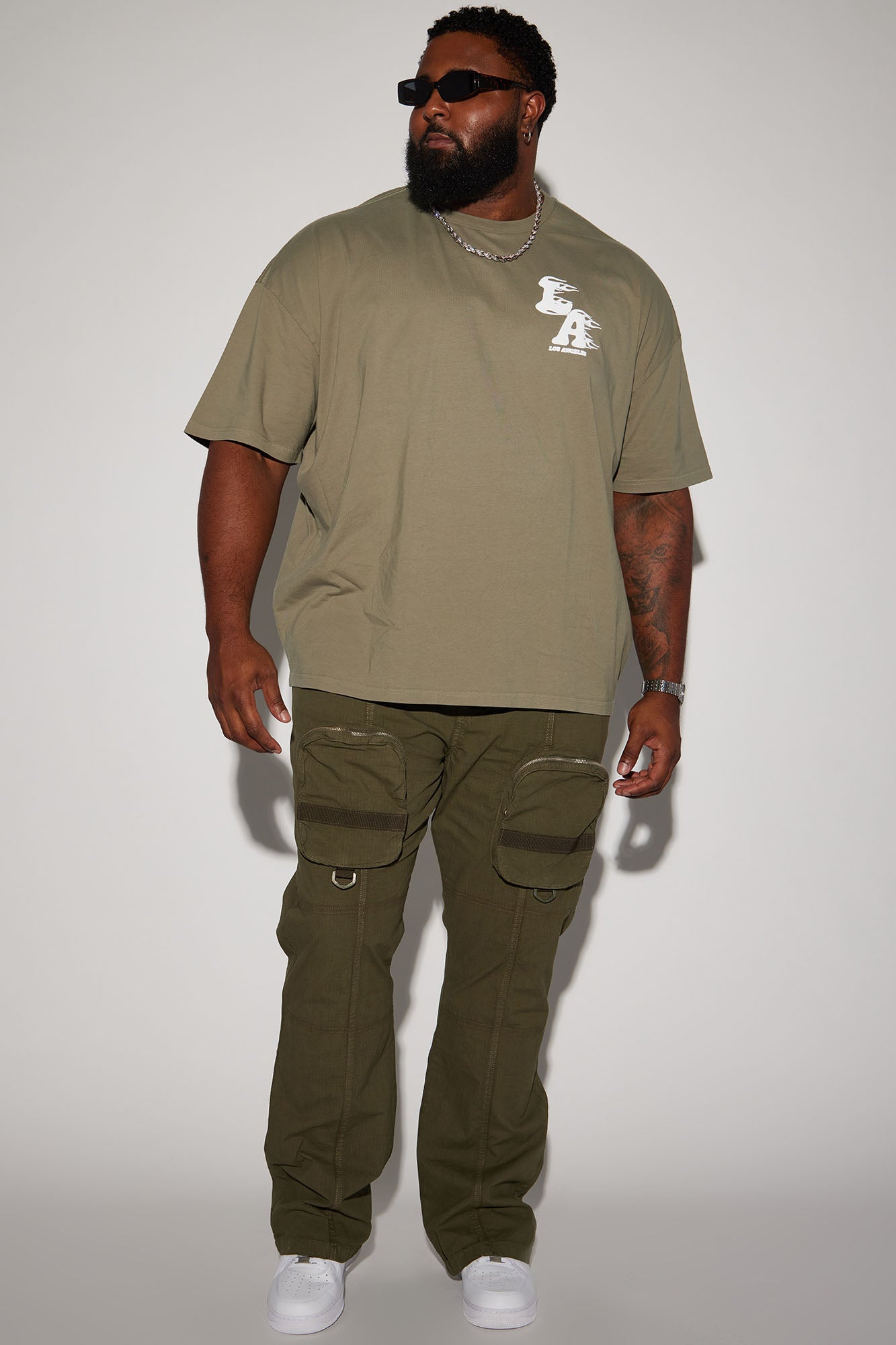 Do It Anyway Stacked Slim Flare Pants - Olive - Image 7