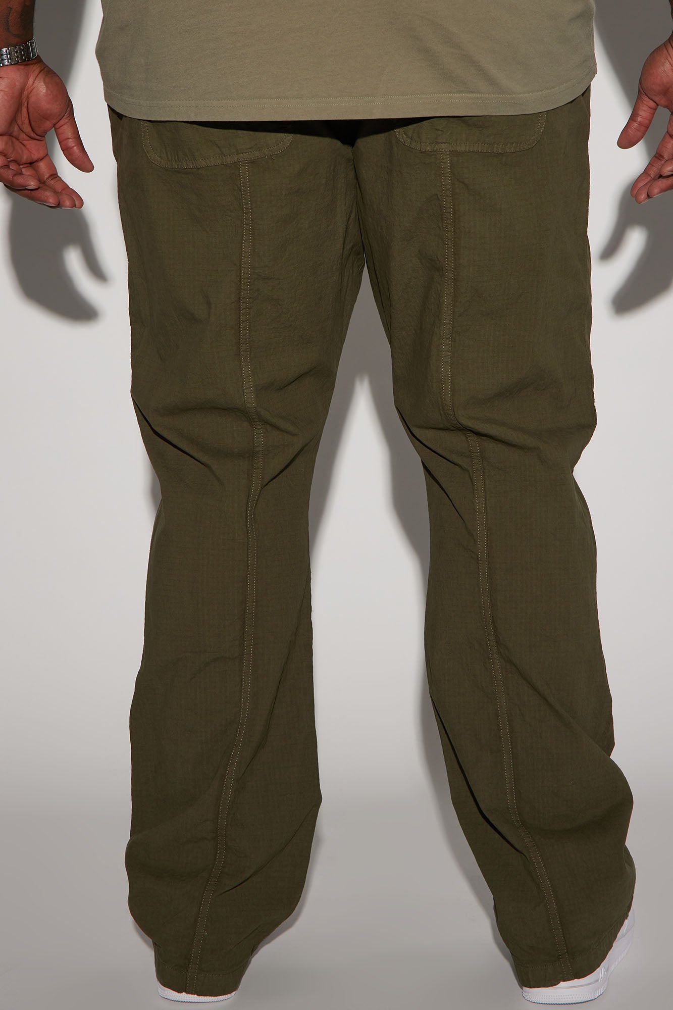 Do It Anyway Stacked Slim Flare Pants - Olive - Image 9