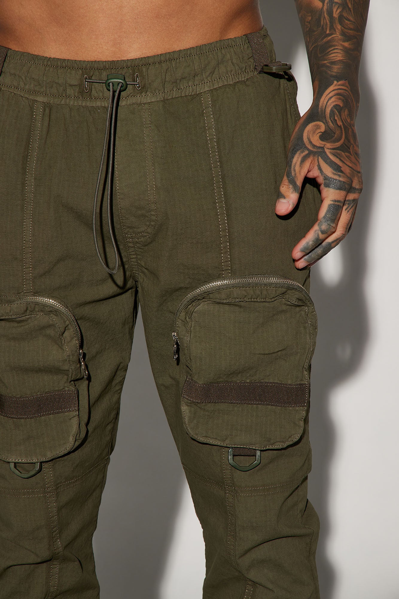 Do It Anyway Stacked Slim Flare Pants - Olive - Image 3