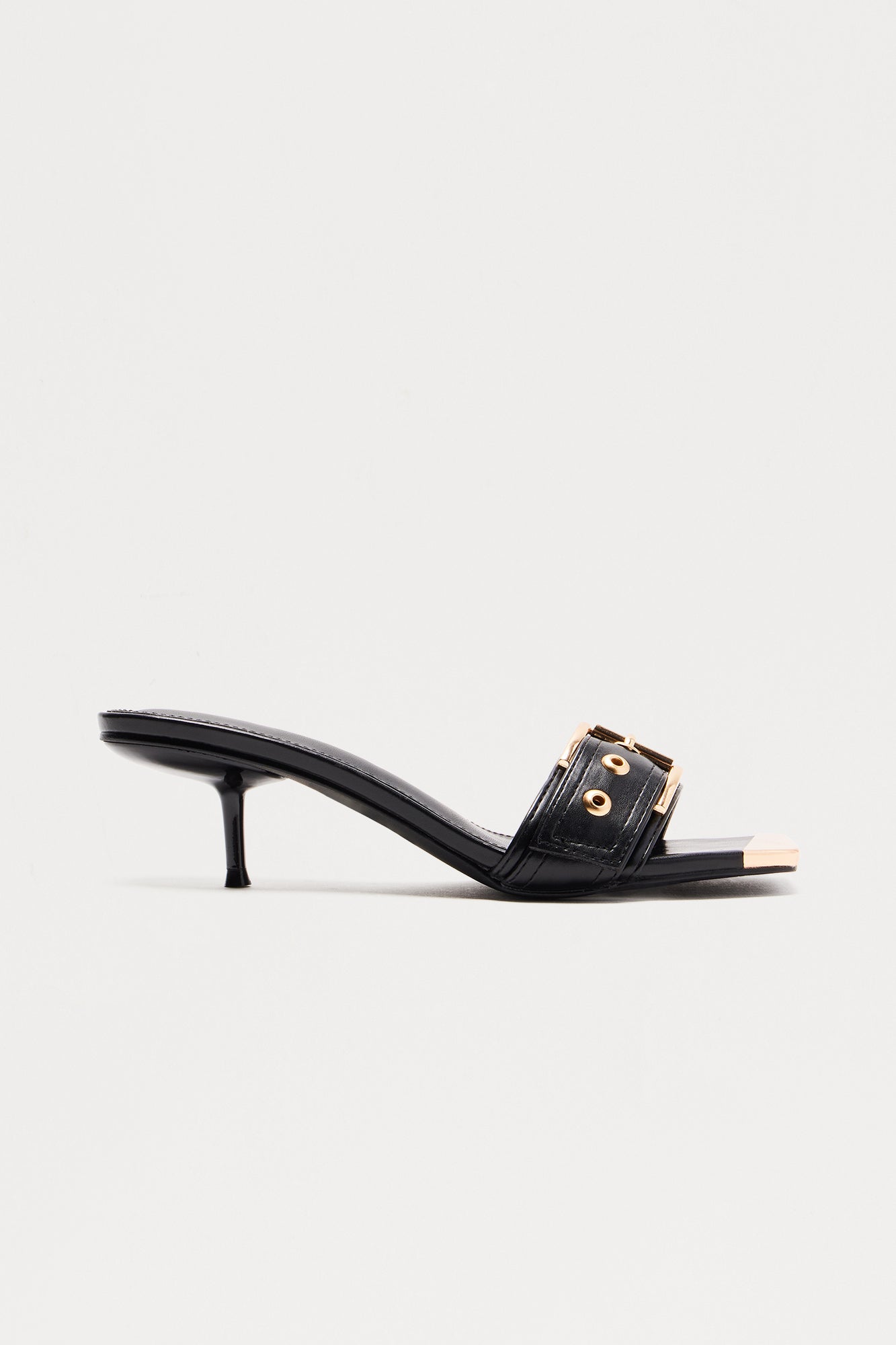 Hugh Buckle Kitten Heels - Black - Image 4
