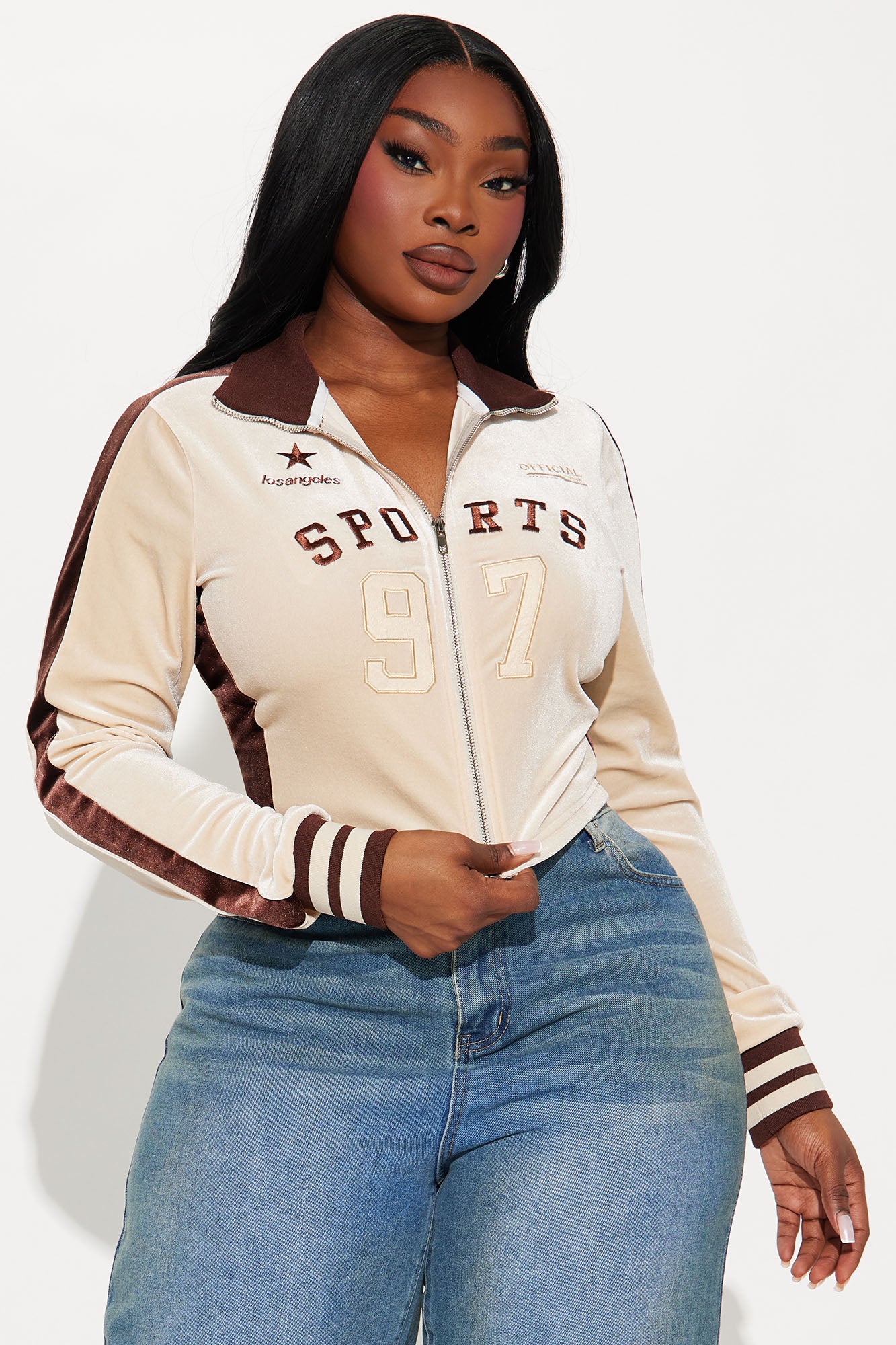 All Star Sports Club Velour Jacket - Taupe - Image 8