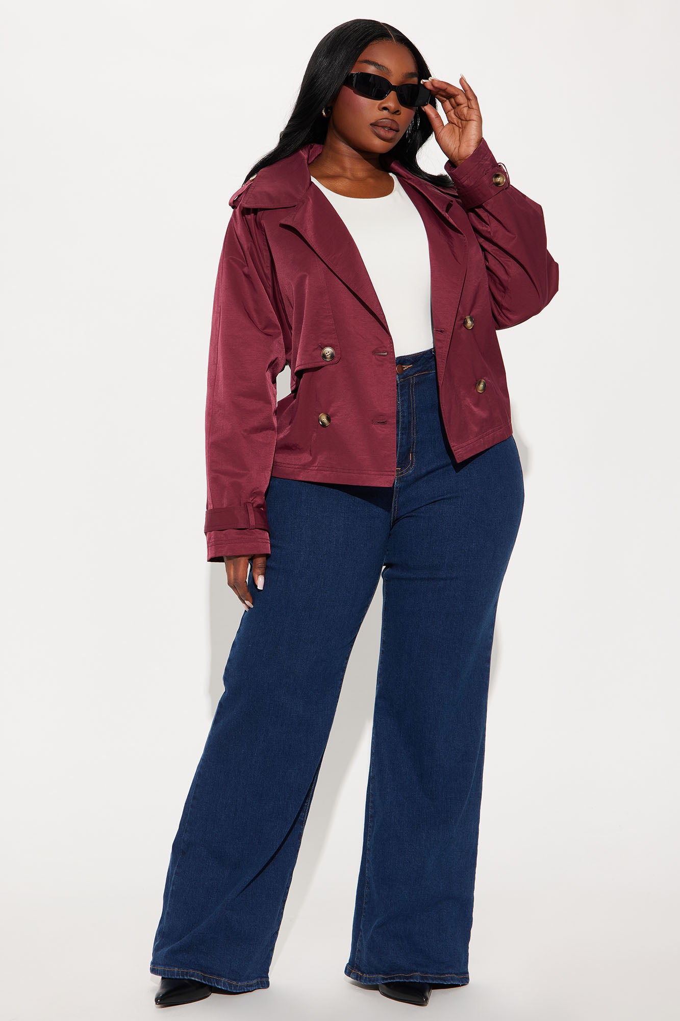 Karina Cropped Trench - Burgundy - Image 6