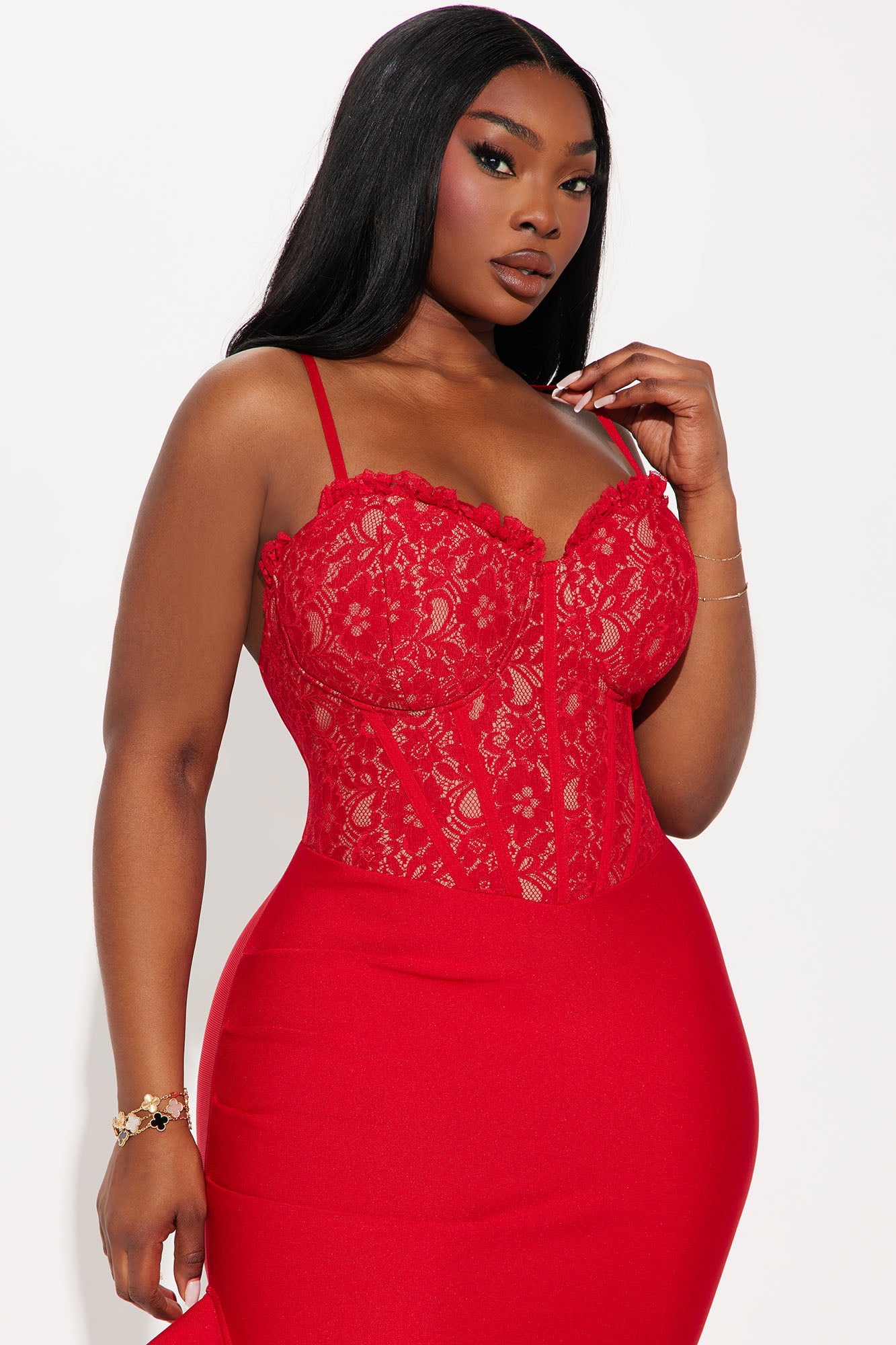 Marlena Corset Bandage Midi Dress - Red - Image 6