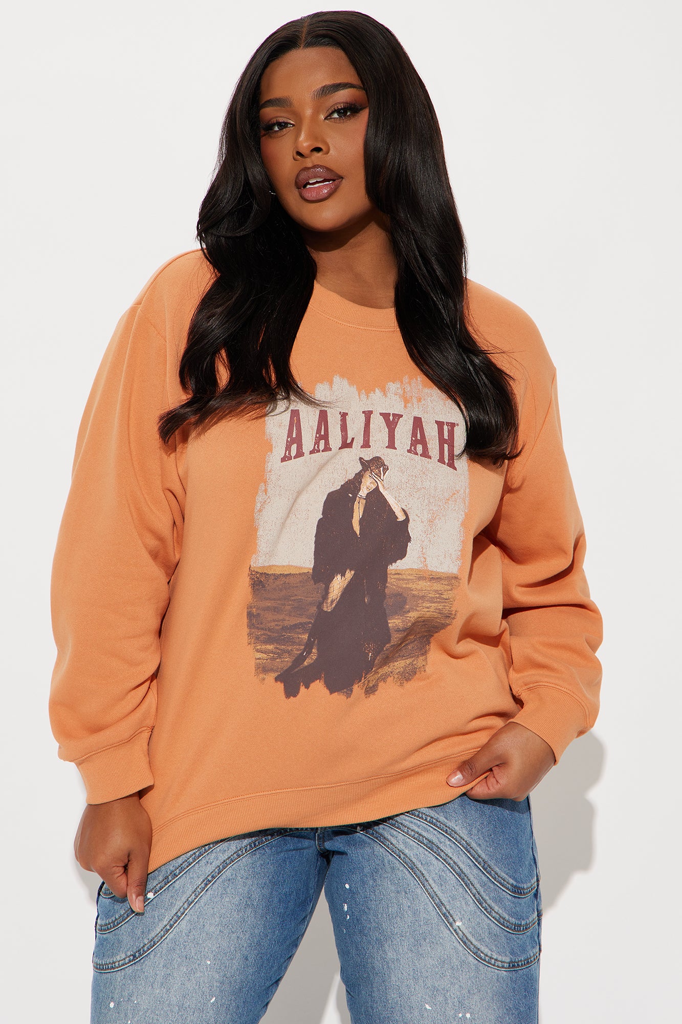 Aaliyah Wild West Crew Neck Sweatshirt - Rust - Image 5