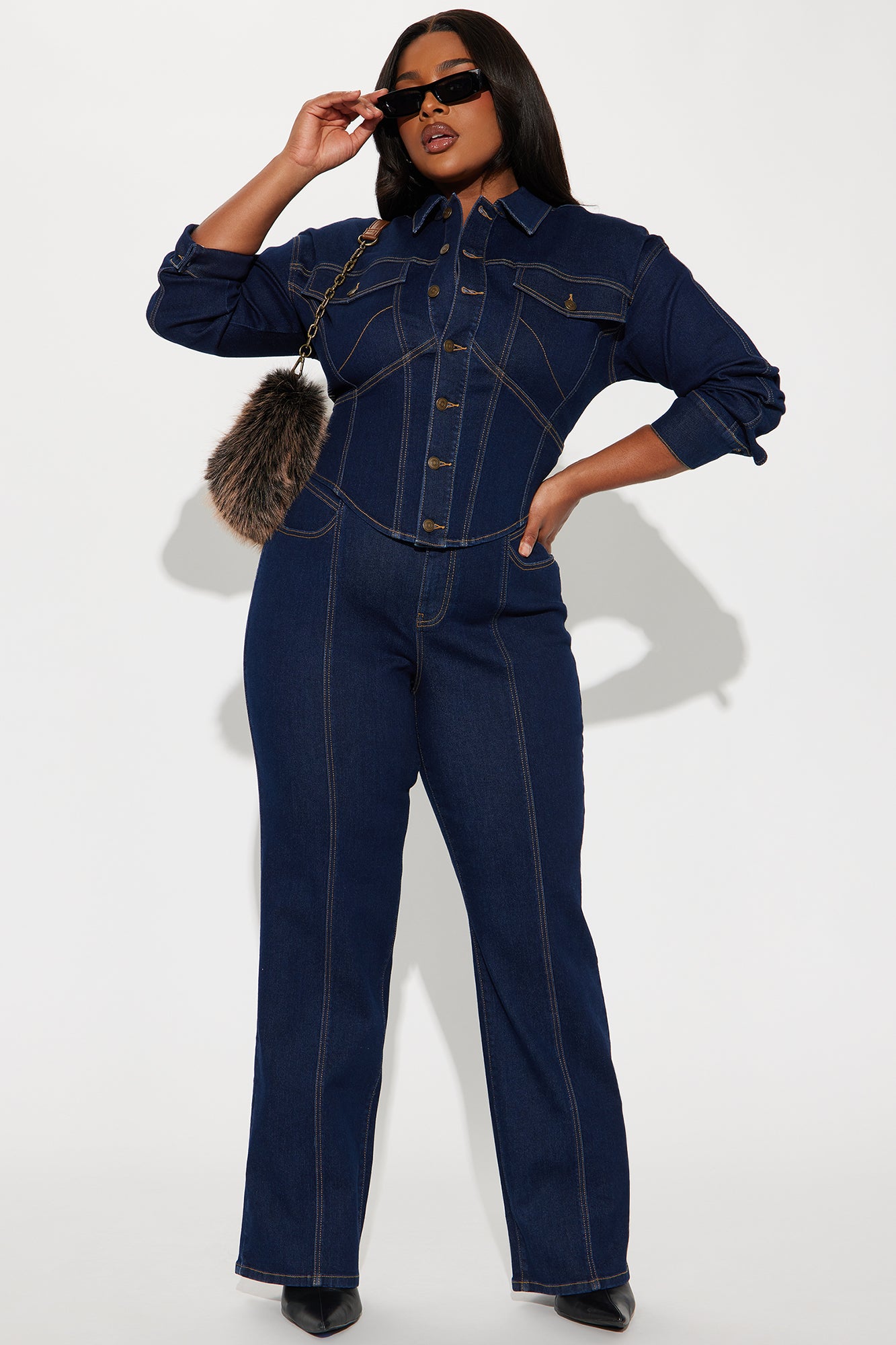 Nessa Denim Pant Set - Dark Wash - Image 4