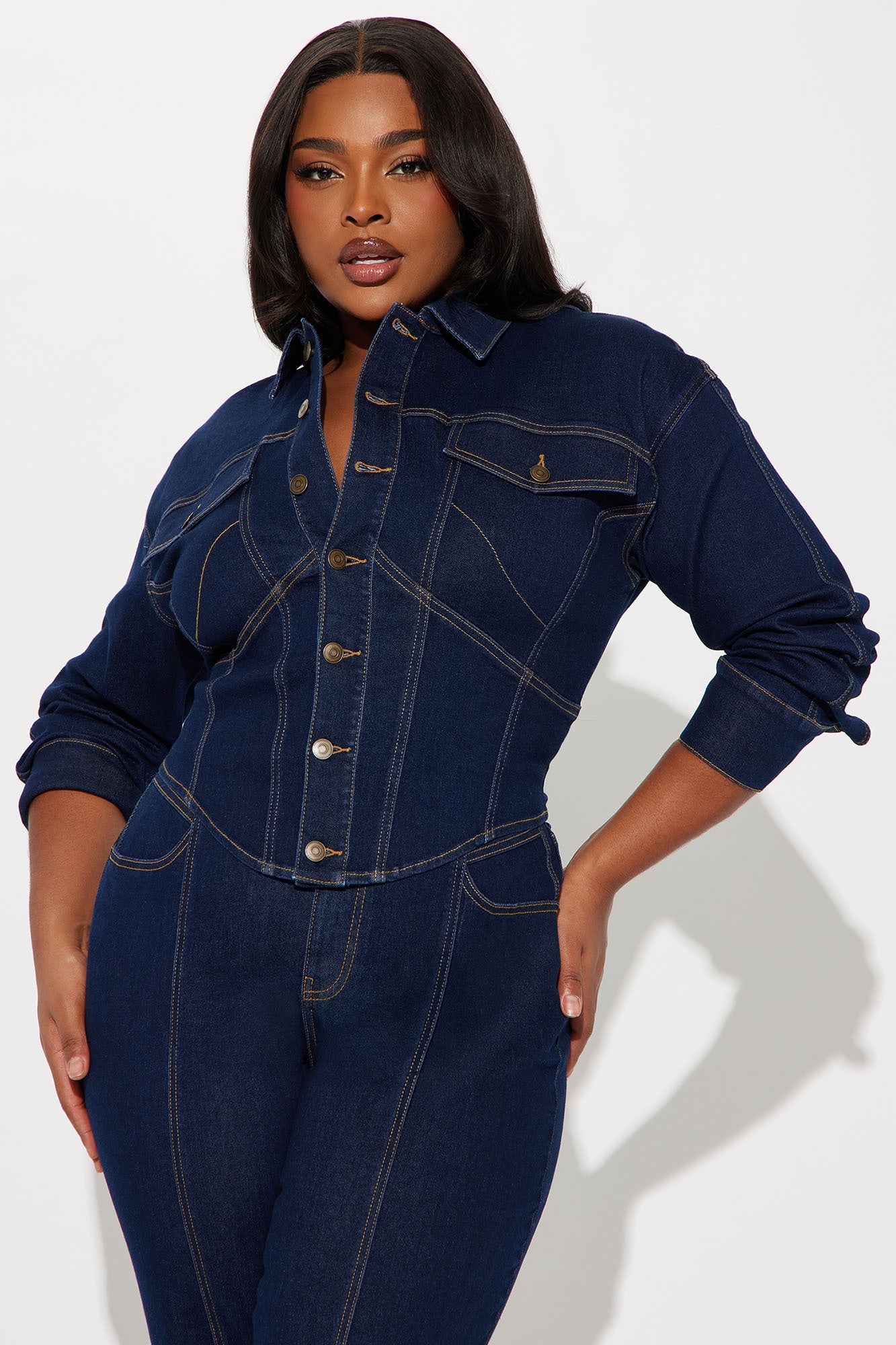 Nessa Denim Pant Set - Dark Wash - Image 5