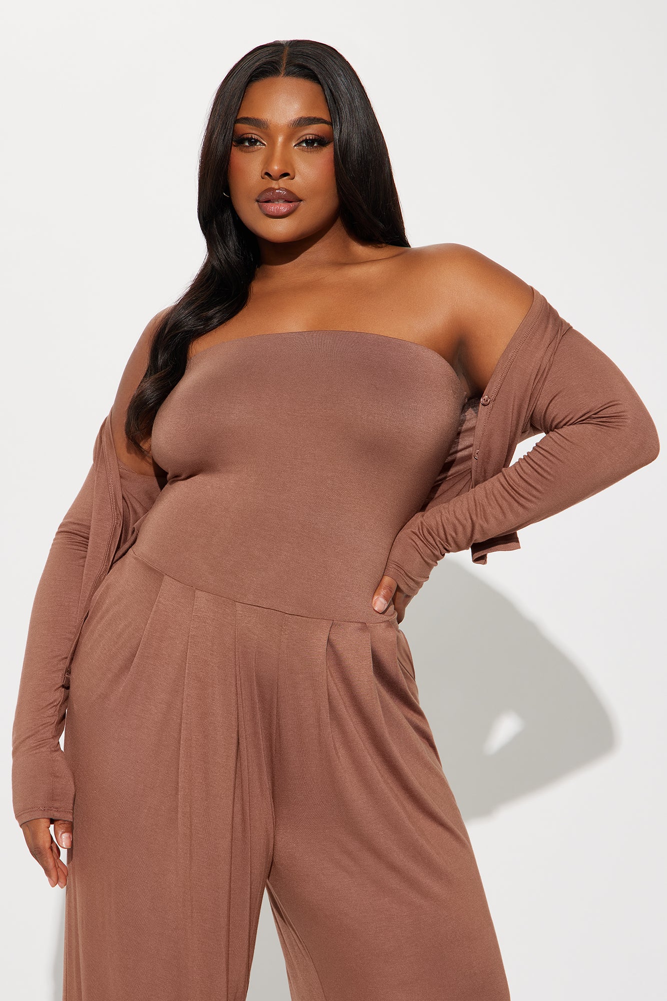 Snuggle Up Jumpsuit Set - Brown - Image 7