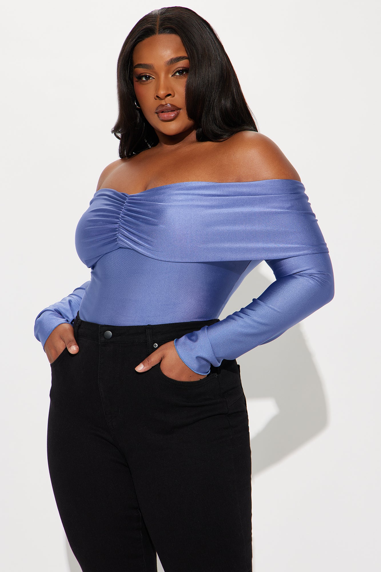 Melanie Off Shoulder Top - Slate Grey - Image 4