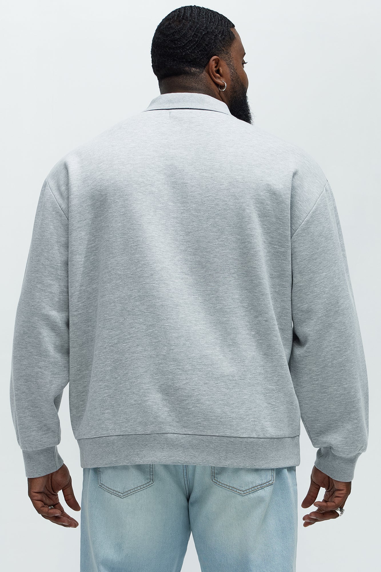 Tyson Fleece Long Sleeve Polo - Heather Grey - Image 7