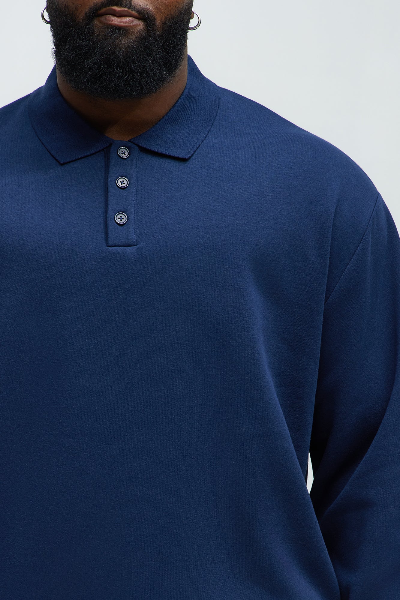 Tyson Fleece Long Sleeve Polo - Navy - Image 7