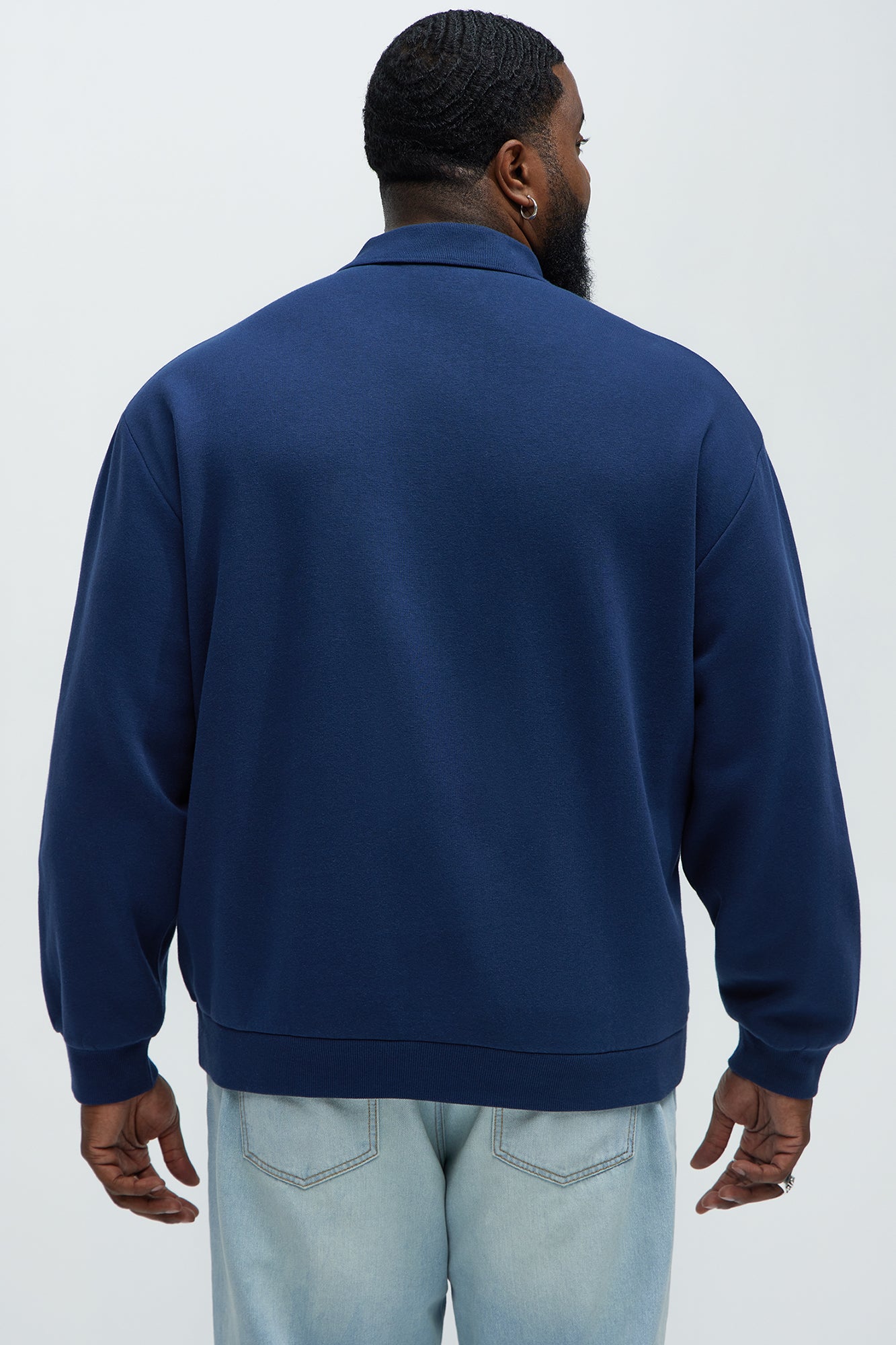 Tyson Fleece Long Sleeve Polo - Navy - Image 8