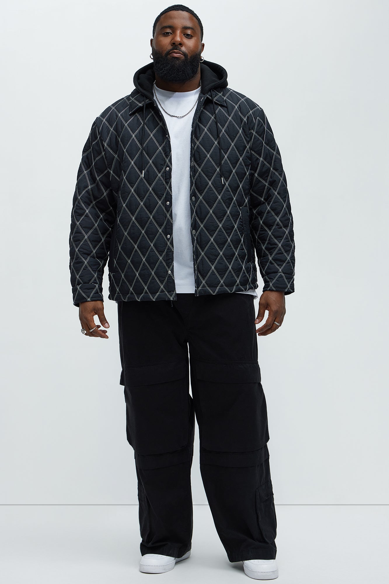 Wait Right Here Quilted Hooded Jacket - Black/combo - Image 6