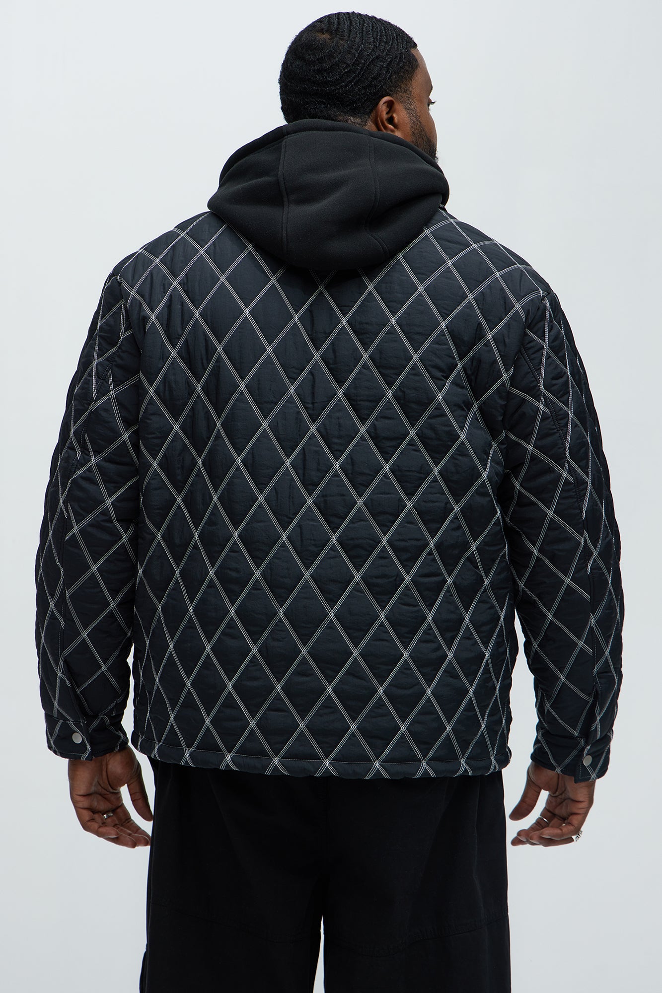 Wait Right Here Quilted Hooded Jacket - Black/combo - Image 10