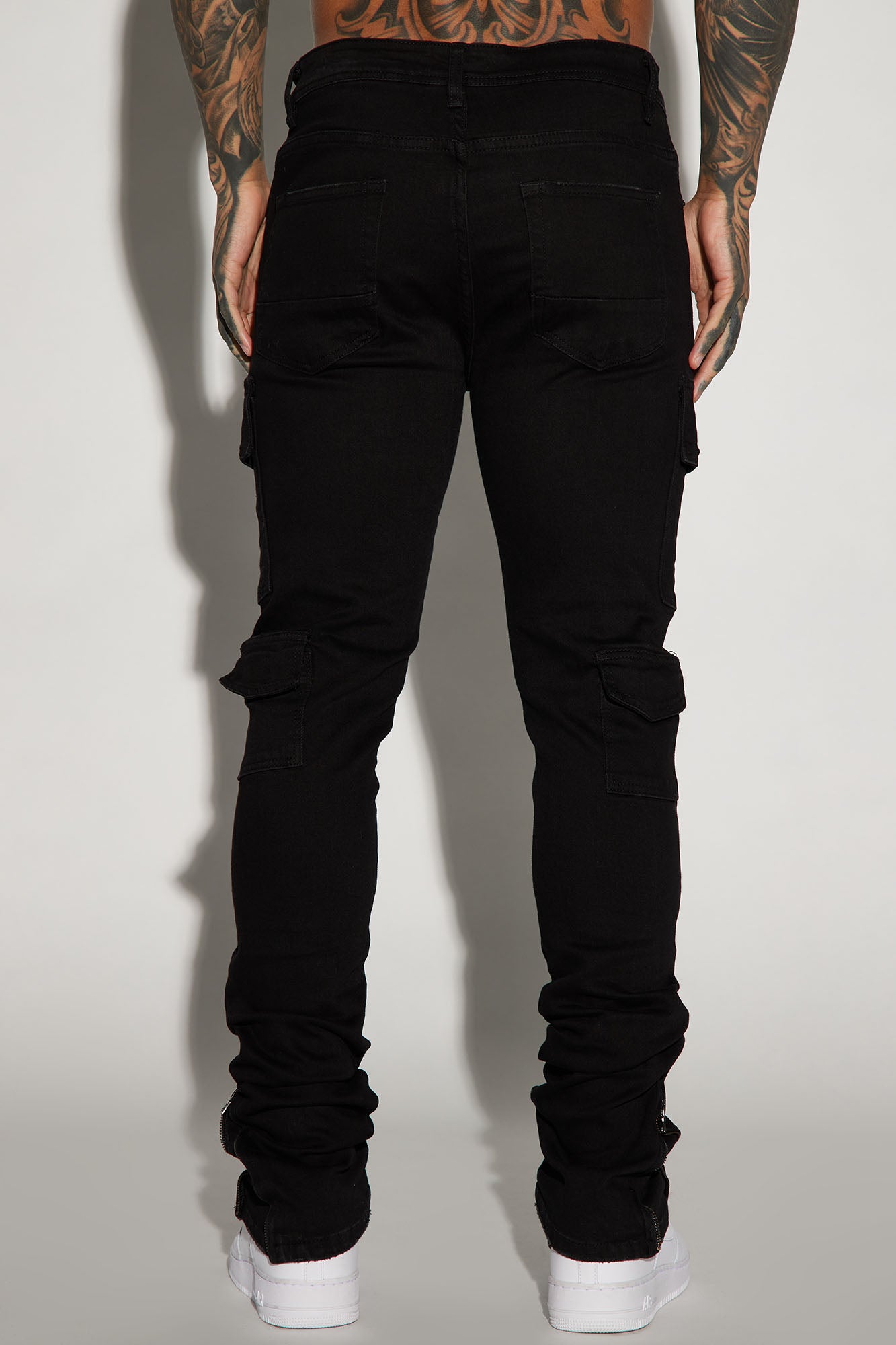 Convertible Stacked Skinny Flare Jeans - Black - Image 5