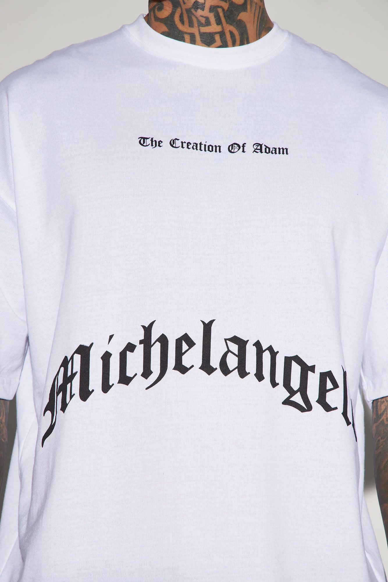 Creation Of Michelangelo Oversized Short Sleeve Tee - White - Image 3