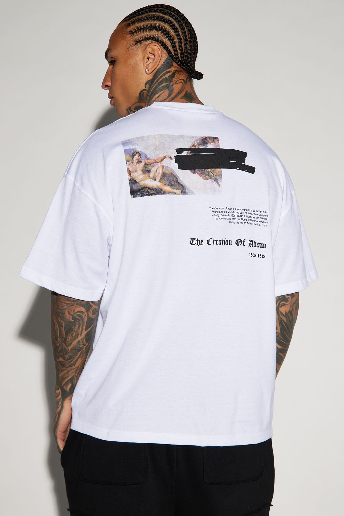 Creation Of Michelangelo Oversized Short Sleeve Tee - White - Image 5