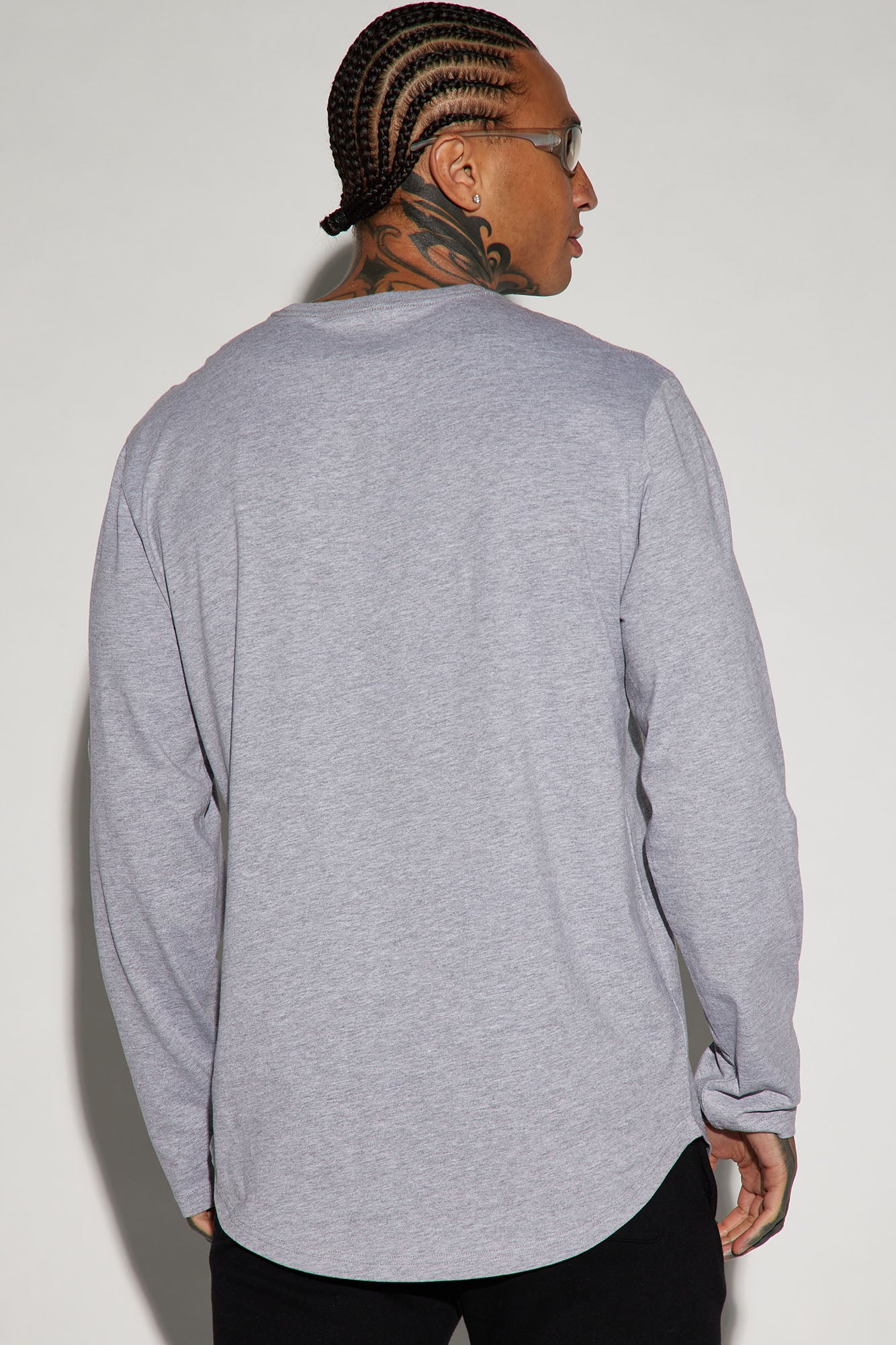 Essential Long Sleeve Scallop Tee - Grey - Image 3