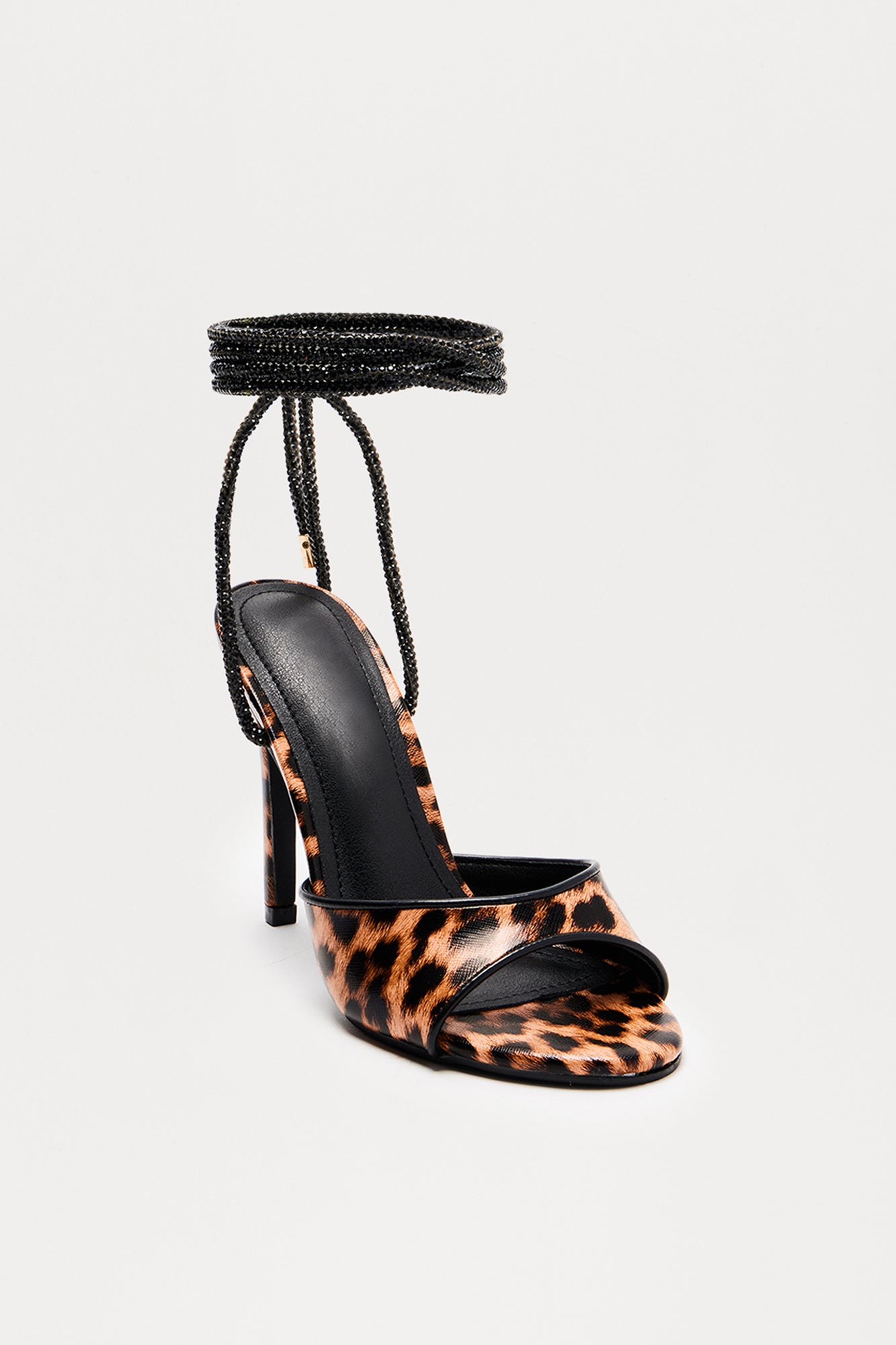 Sarajane Rhinestone Wrap Up Heels - Leopard - Image 3