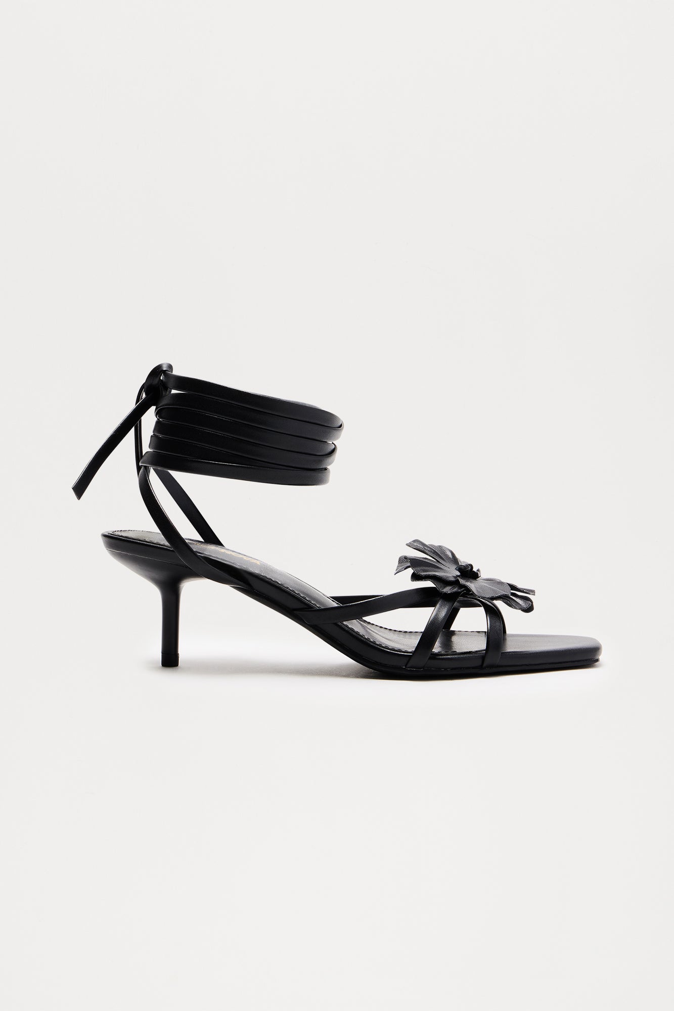Boaz Flower Wrap Up Heels - Black - Image 4