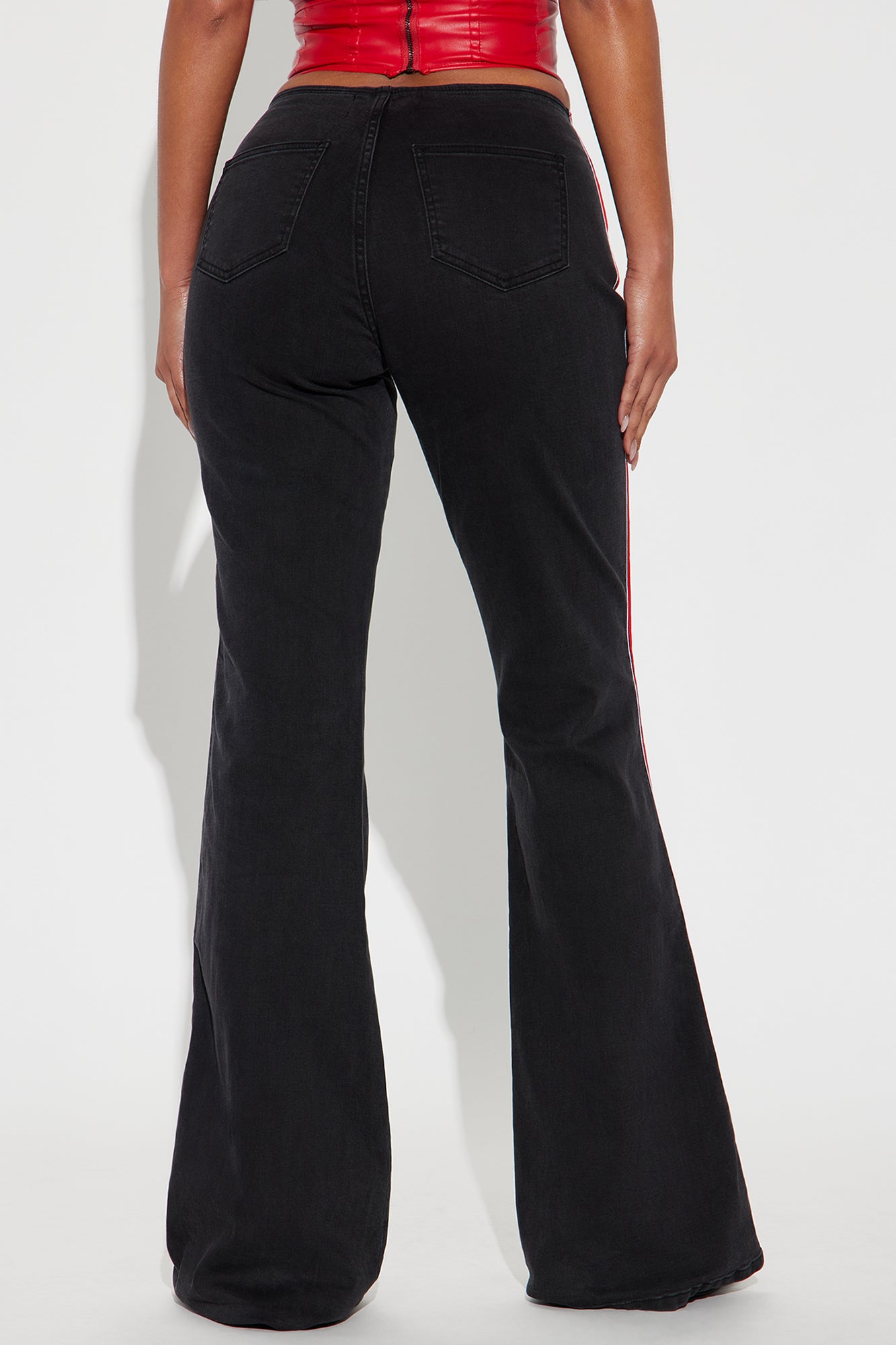 Tall Brayden Button Up Flare Jeans - Black Wash - Image 3
