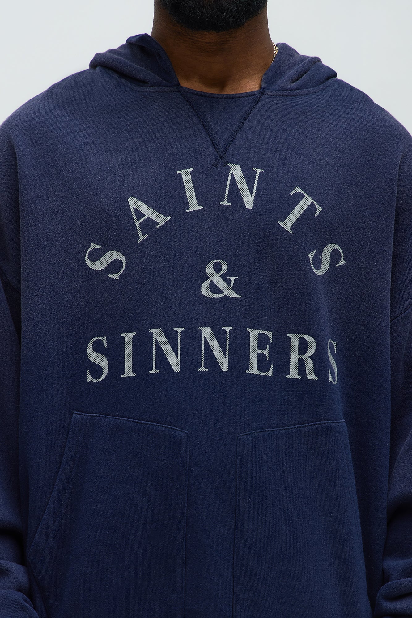 Tyson Saints And Sinners Oversized Hoodie - Navy - Image 4