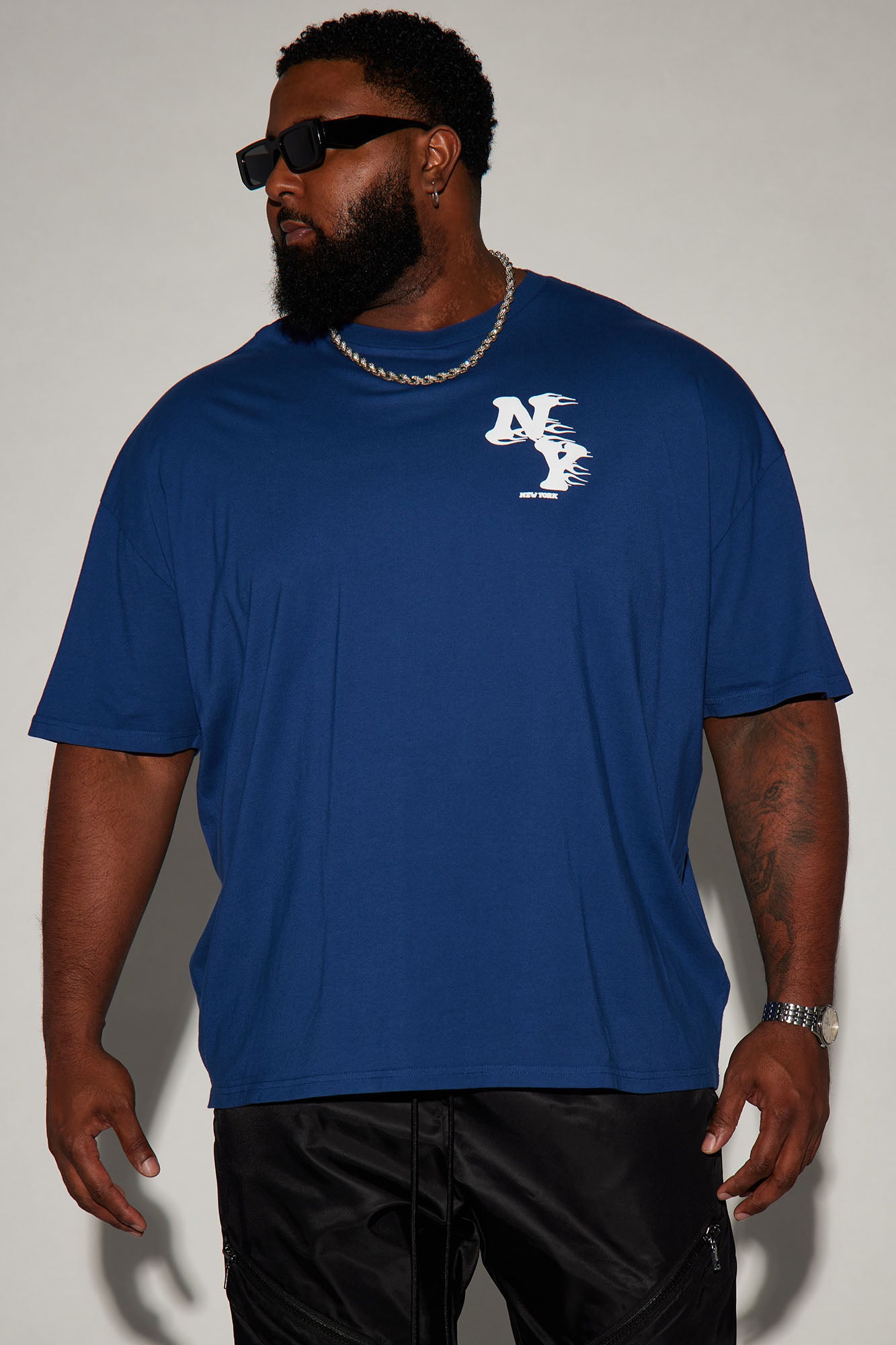 New York On Fire Oversized Short Sleeve Tee - Blue - Image 8