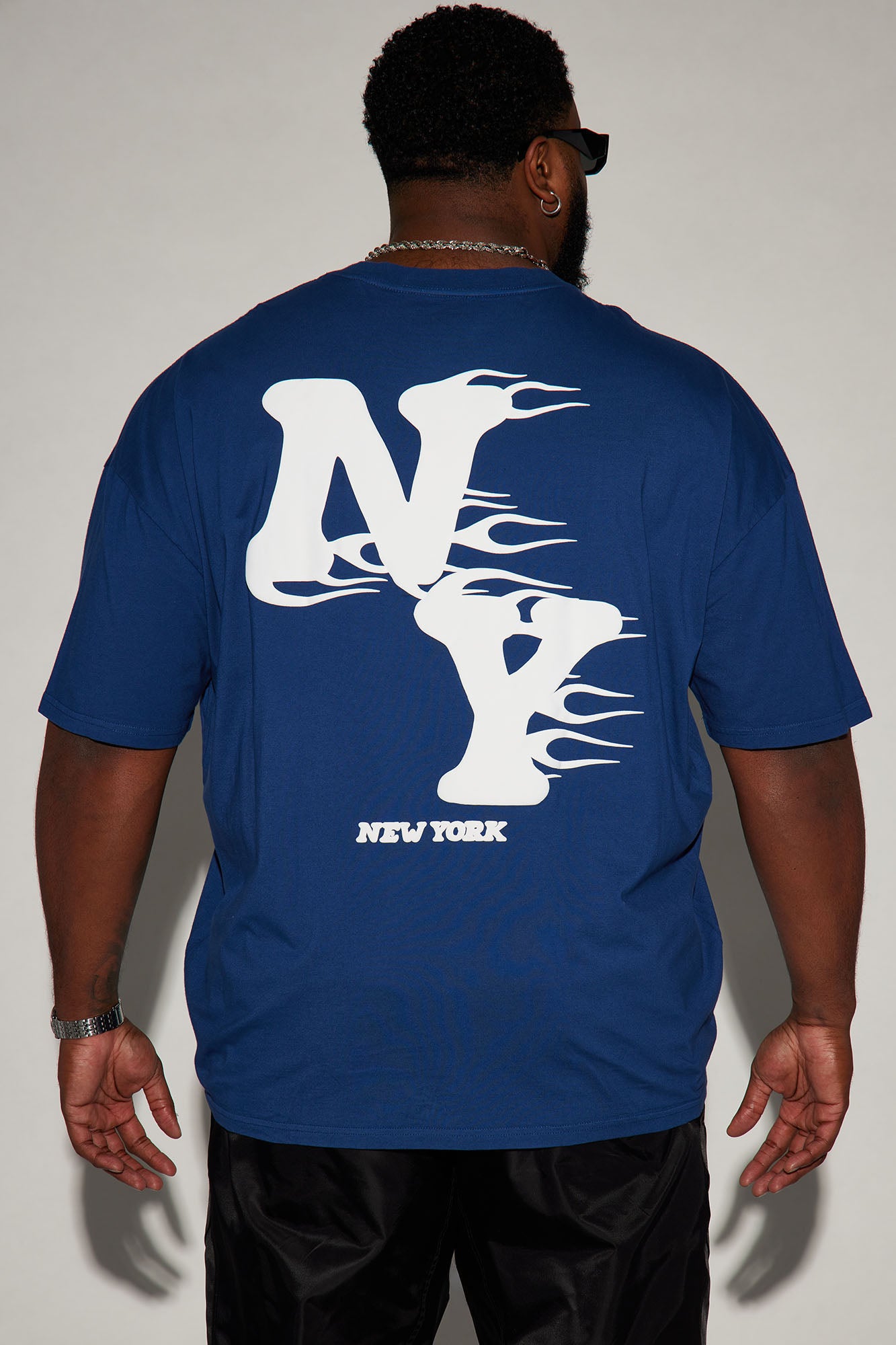 New York On Fire Oversized Short Sleeve Tee - Blue - Image 5