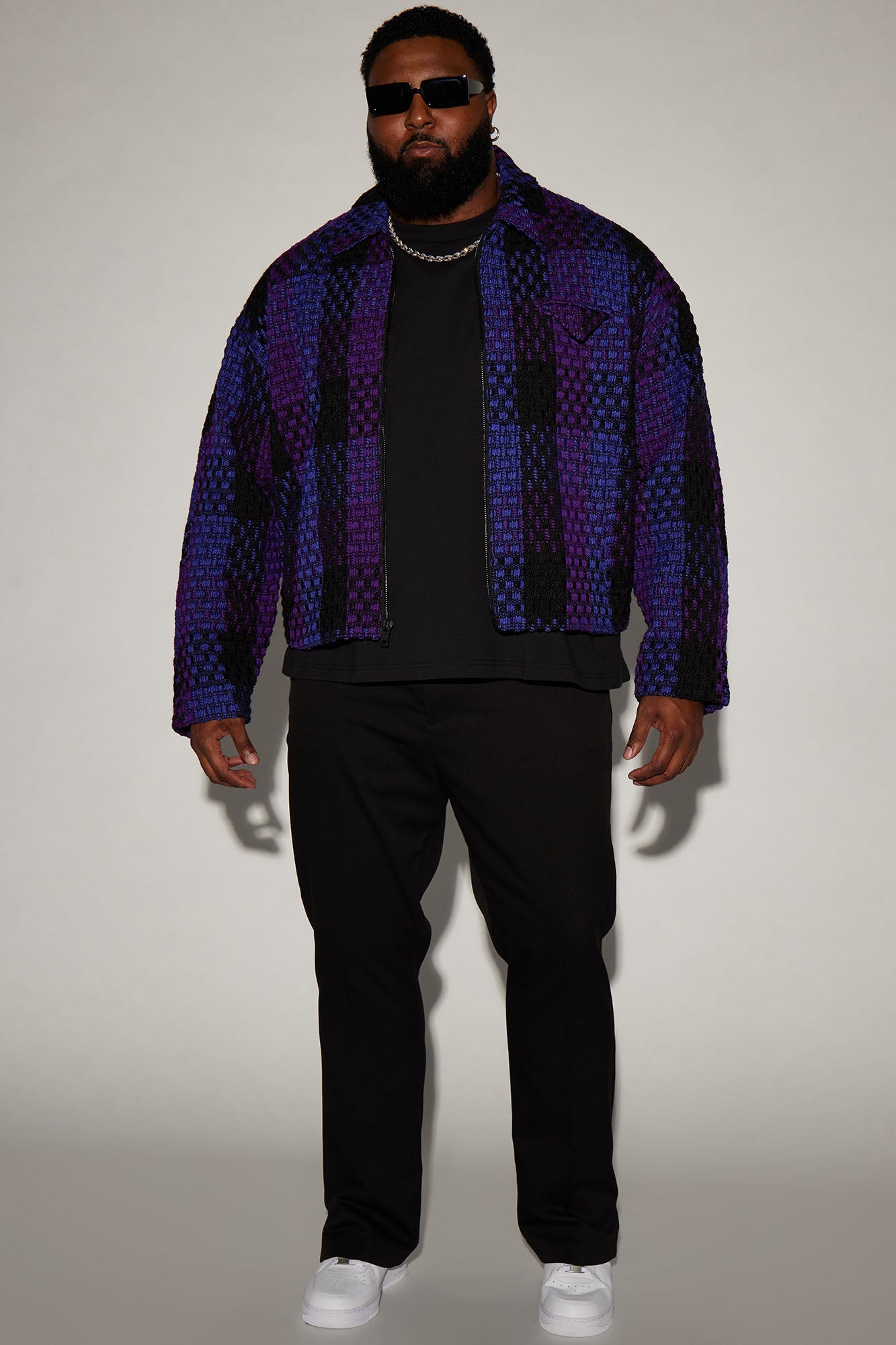 Beverly Tweed Cropped Chore Jacket - Purple/combo - Image 5