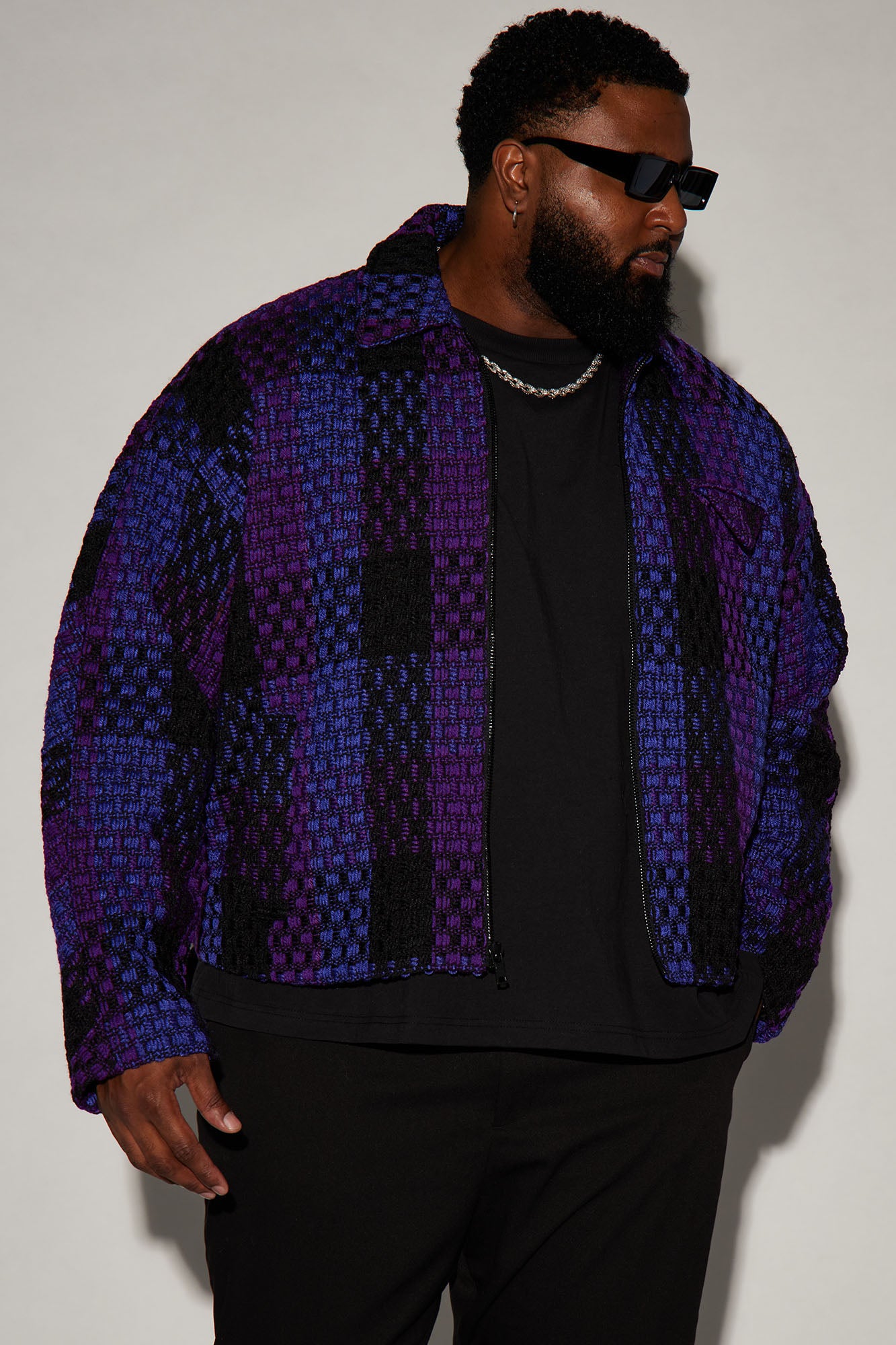 Beverly Tweed Cropped Chore Jacket - Purple/combo - Image 4