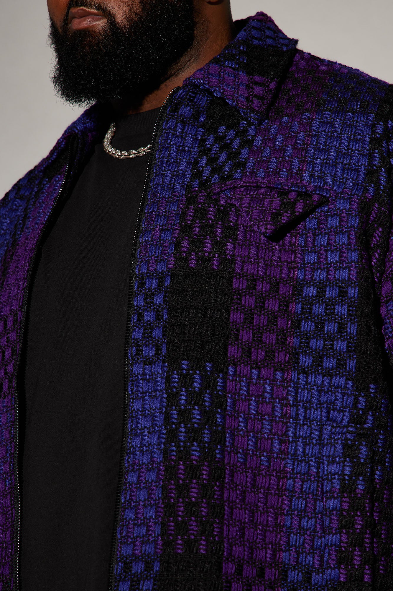 Beverly Tweed Cropped Chore Jacket - Purple/combo - Image 6