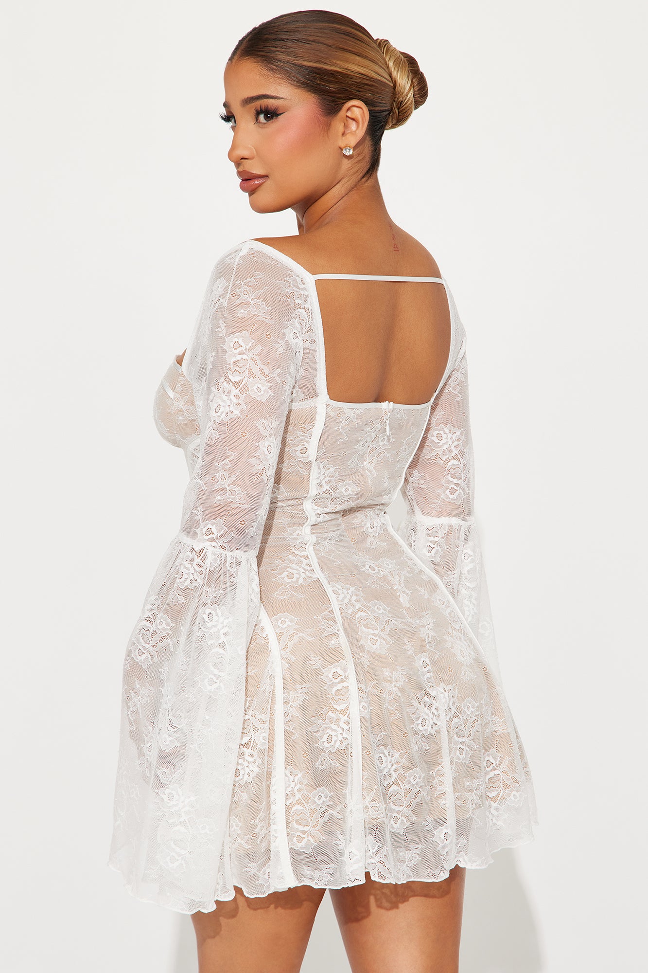 Analise Lace Mini Dress - Nude/combo - Image 4