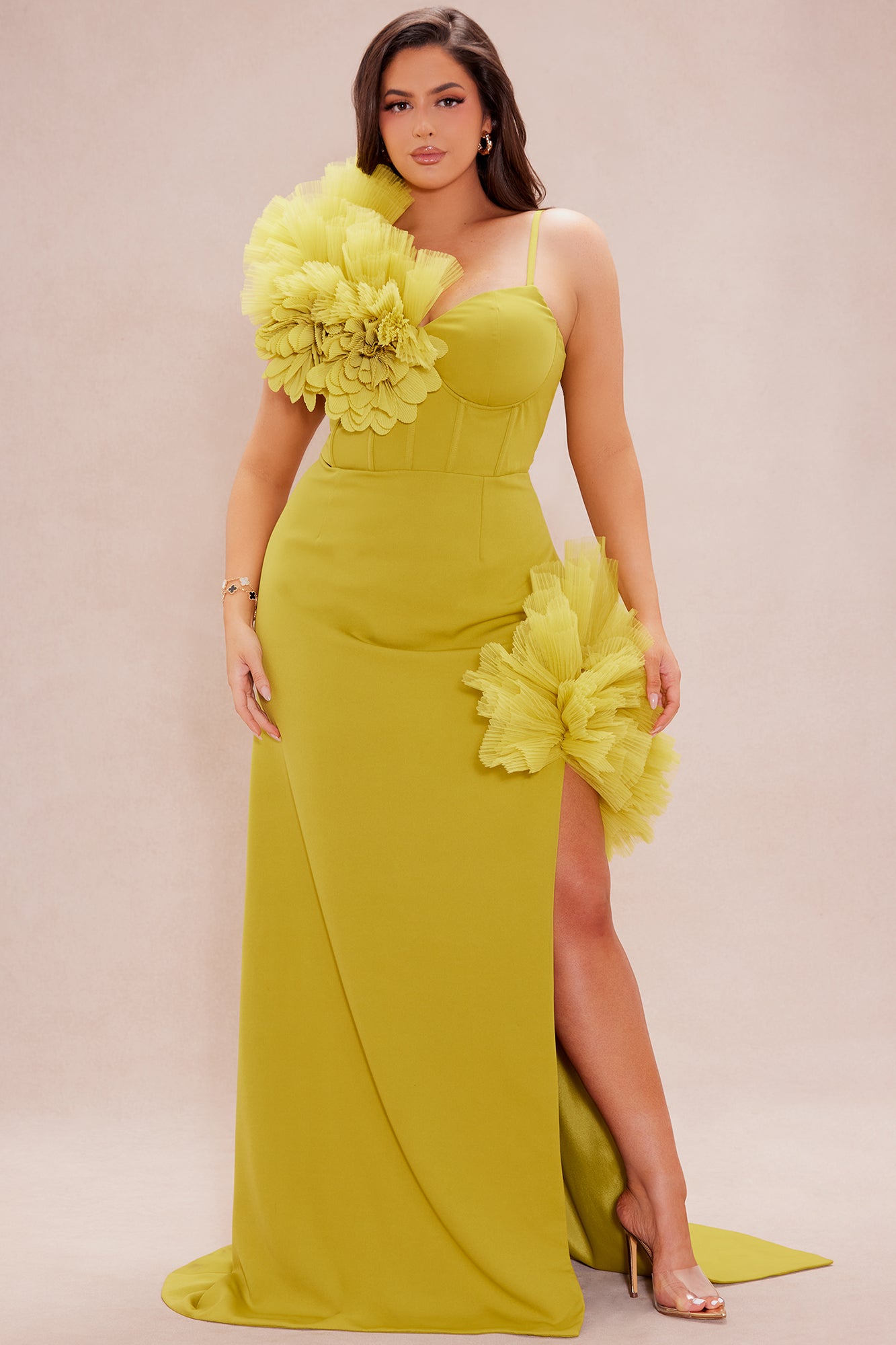 Sarafina Ruffle Maxi Dress - Chartreuse - Image 5