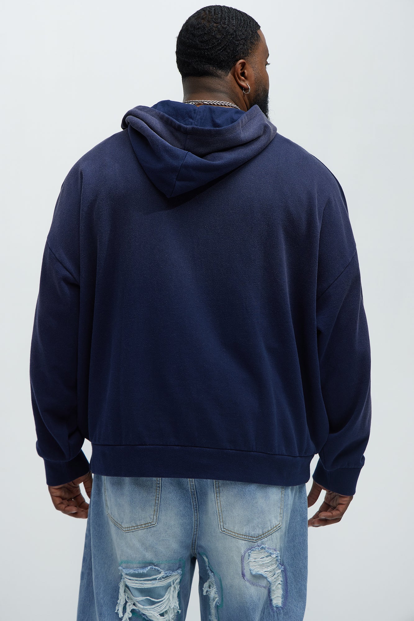 Tyson Saints And Sinners Oversized Hoodie - Navy - Image 7